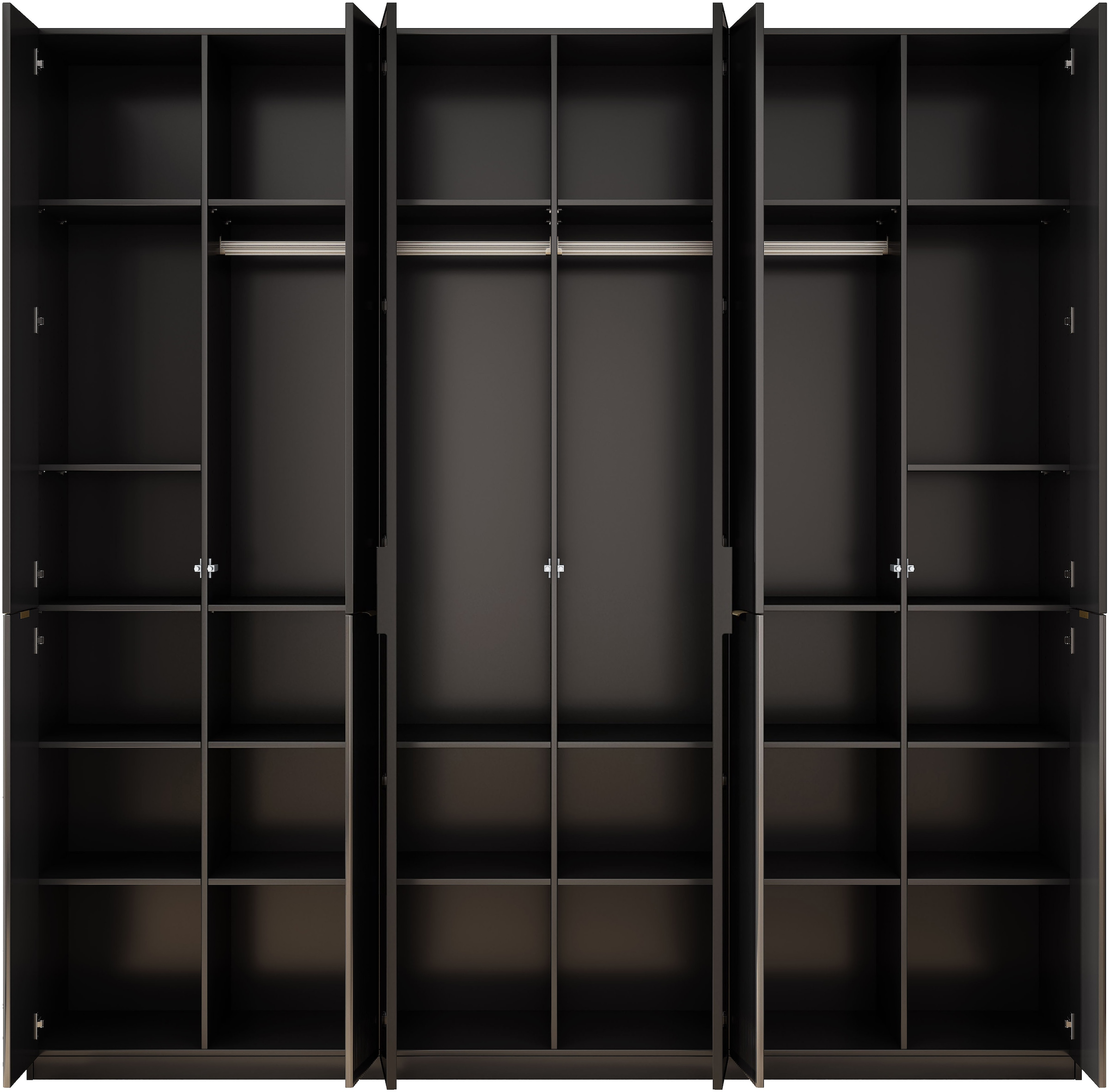 OTTO home Kleiderschrank »Jorella Schlafzimmerschrank Garderobe mit Softclose Türen Glastüren« eleganter Schlafzimmerschrank Rillendesign Trend Breite 241cm Grauglas
