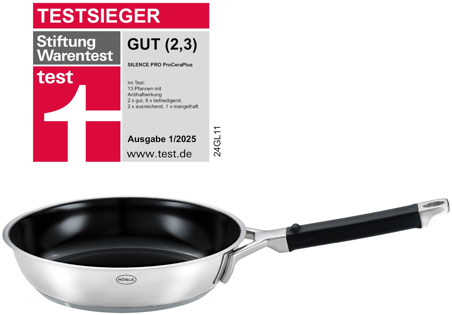 RÖSLE Bratpfanne "SILENCE PRO CeraPlus" Edelstahl 18/10 1 Stk. tlg. natürli günstig online kaufen