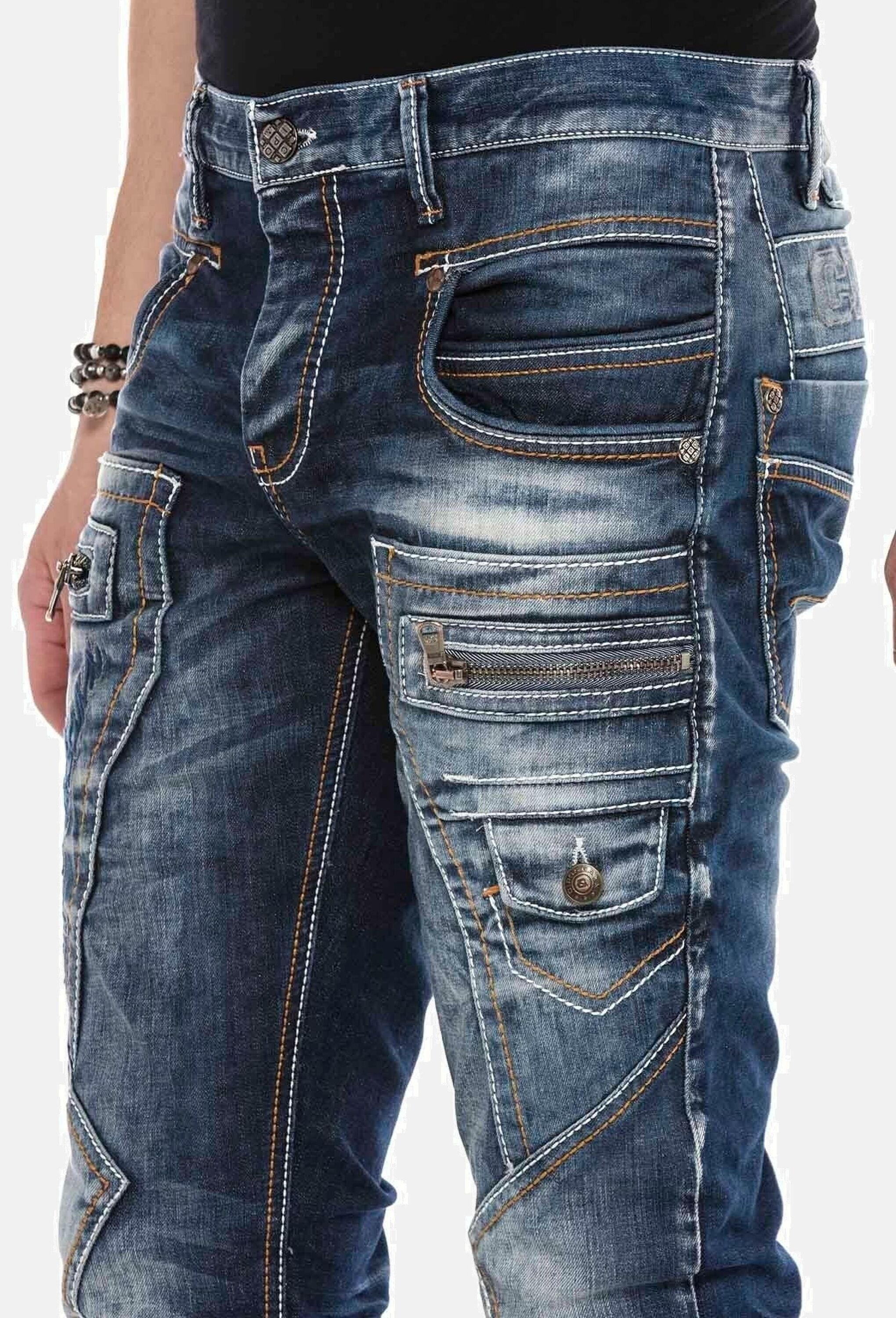 Cipo & Baxx Regular-fit-Jeans »Cipo & Baxx Jeans DENIM« bequeme Jeans mit Kontrastnähten, CD584