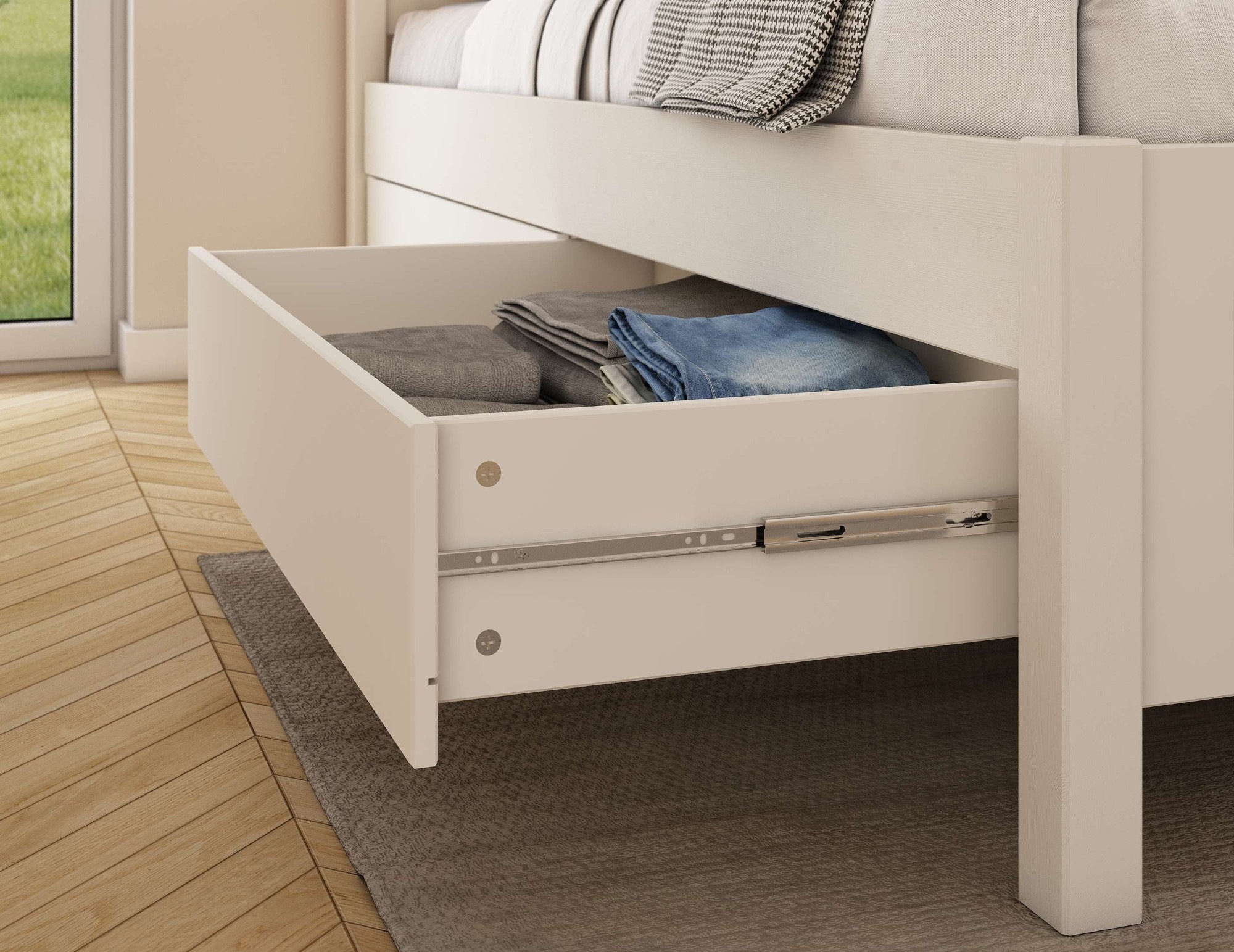 OTTO home 1100000002199 »Synnra, Stauraumbett, Holzbett, Liegefläche 120x200 cm« Made in Europe,  inklusive Lattenrost, mit 4 Schubladen, FSC® zertifiziert