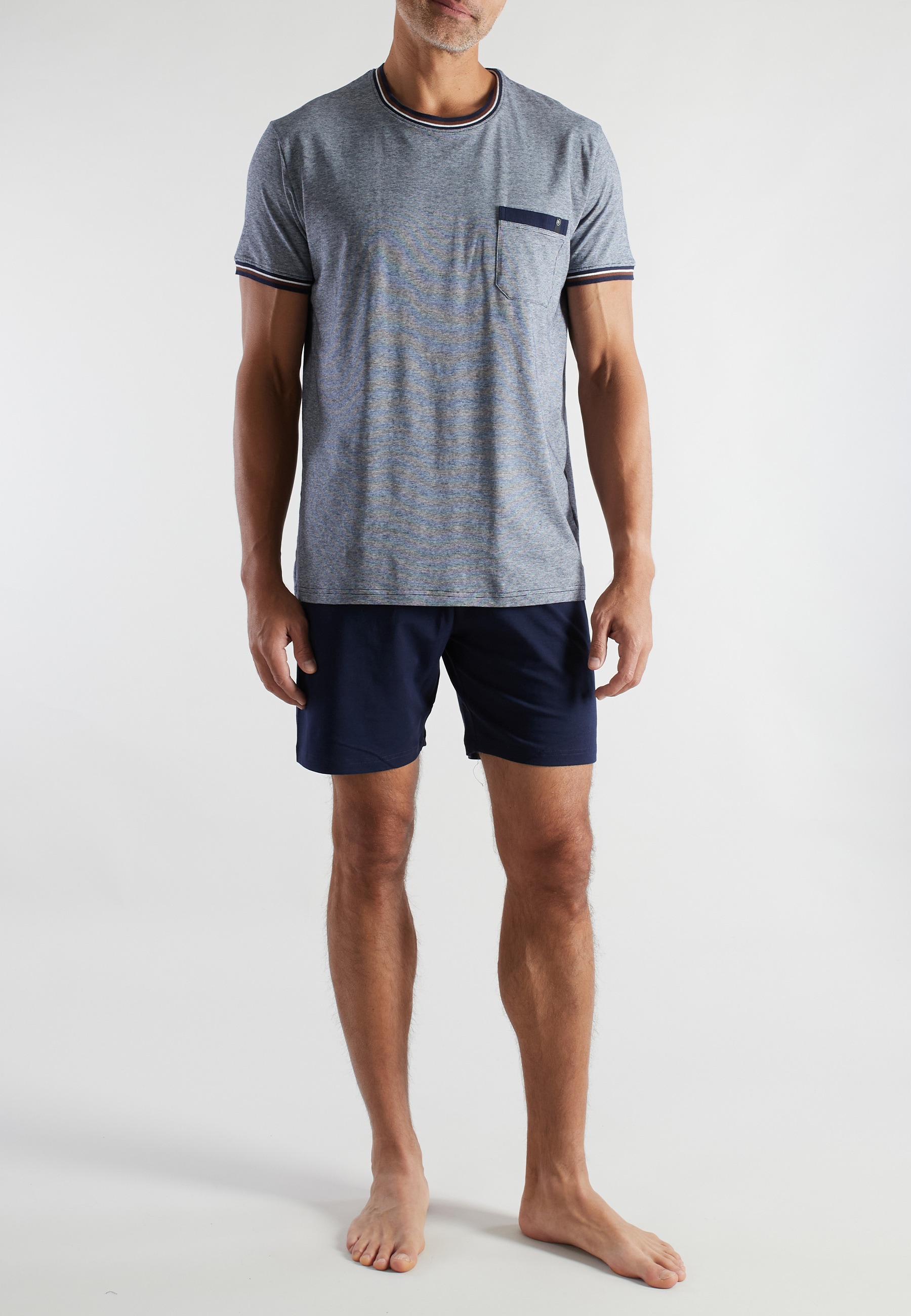 bugatti Shorty 2 Kurzarm, Rundhalsausschnitt, kurze Hose, mit Brusttasche, Baumwollmix