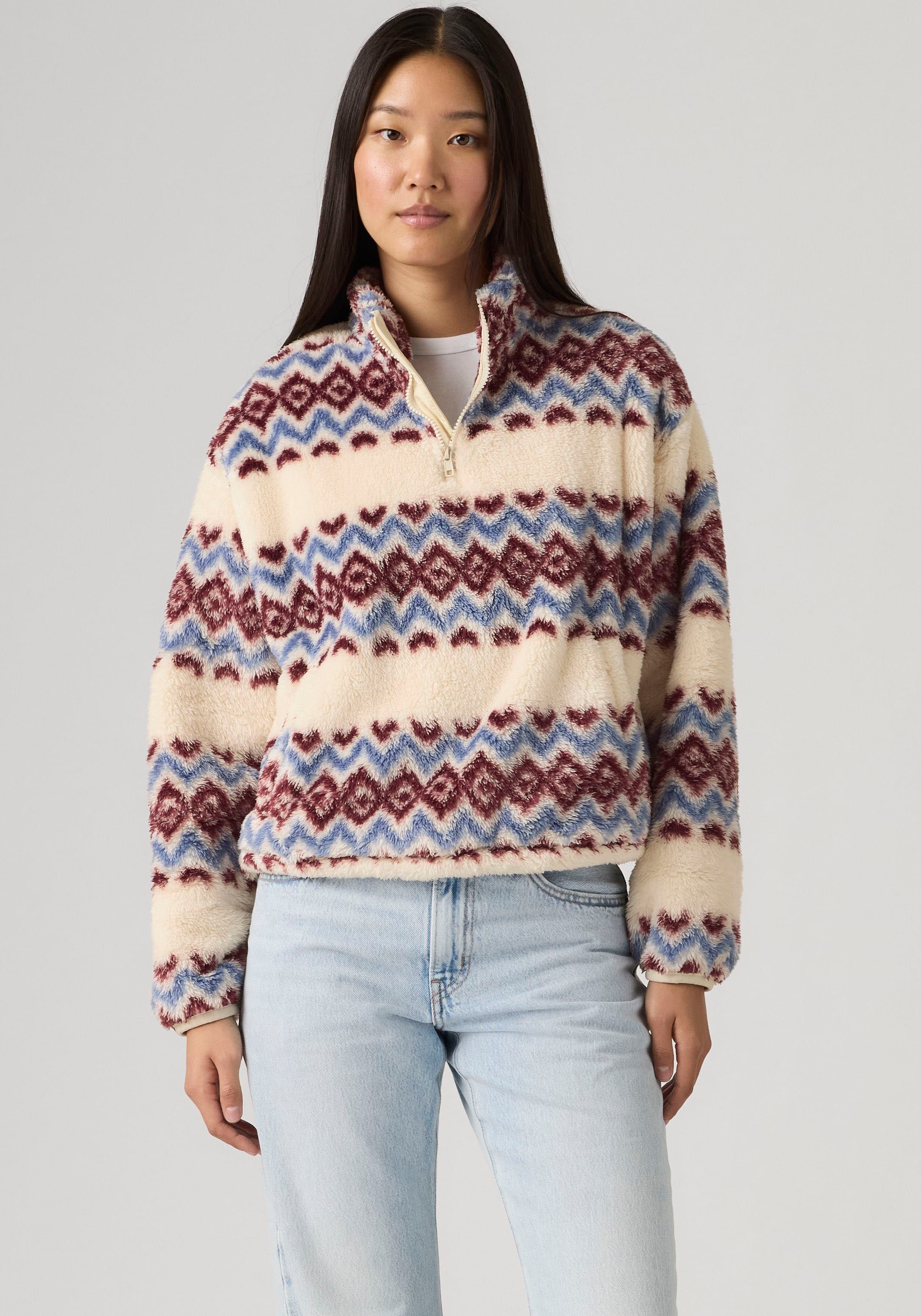 Levis Fleecepullover "GEMMA SHERPA 1/4 ZIP", Saumabschluss in der Weite regulierbar