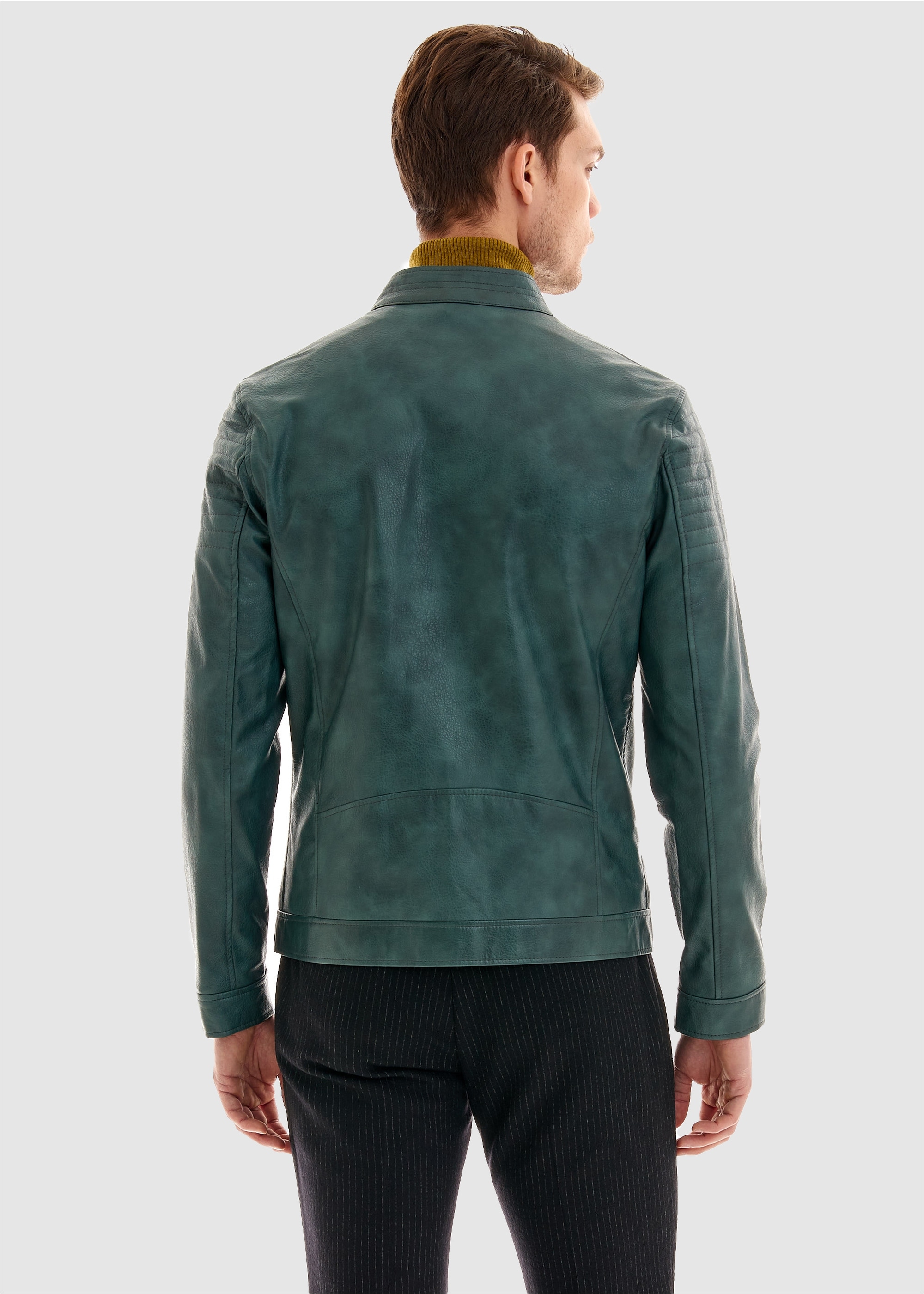 Pierre Cardin Lederimitatjacke, im angesagten Biker-Stil