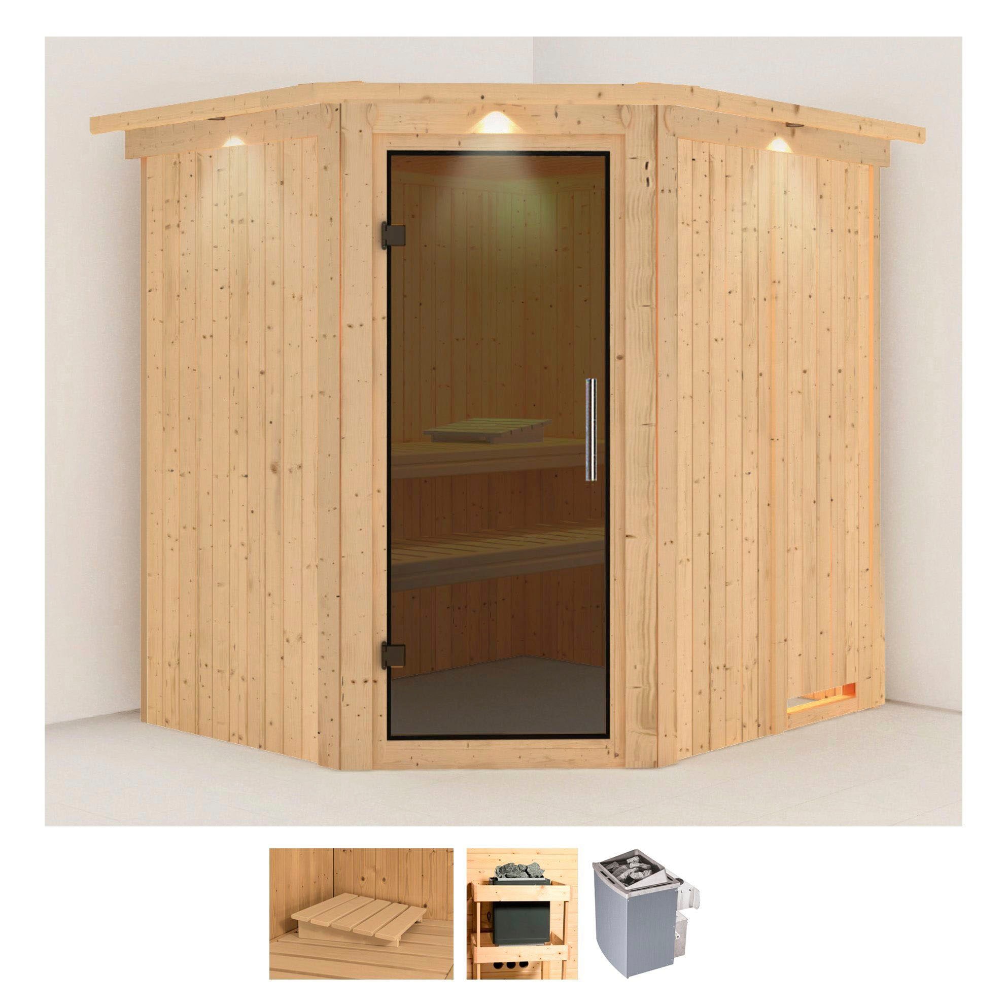 Karibu Sauna "Siirin" Set, Ofen 9 kW integr. Strg