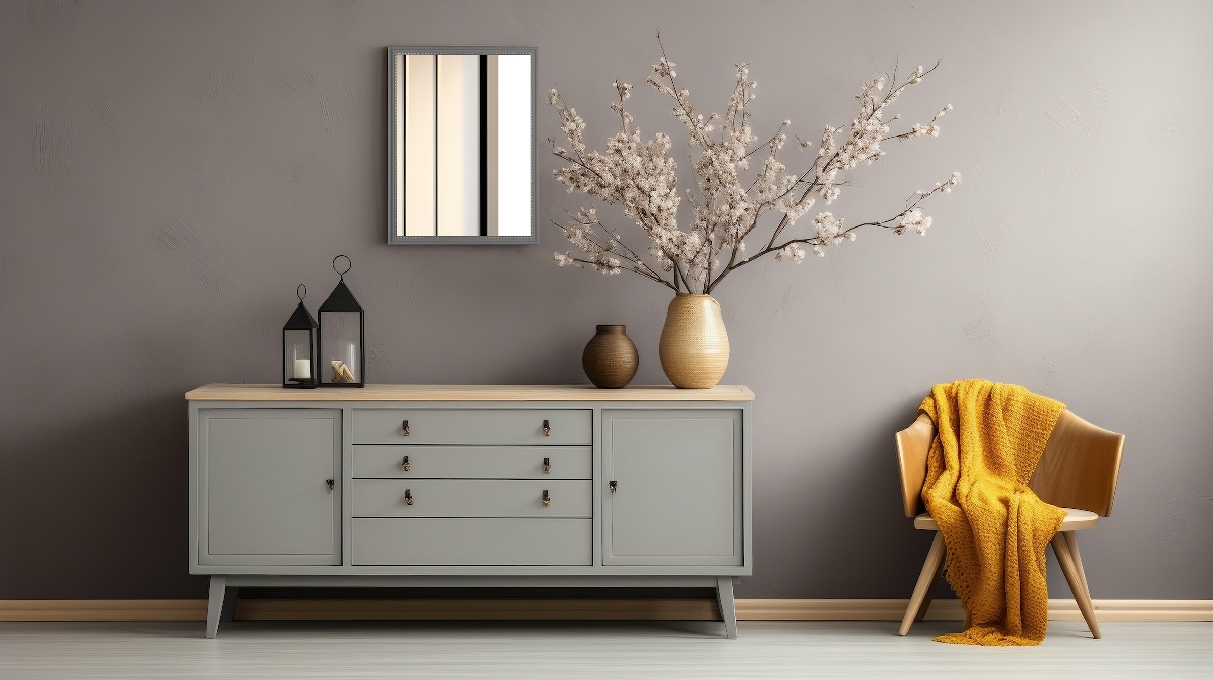 Spiegel, B:34cm H:45cm, grau, MIRRORS AND MORE, Kunststoff, Schlafzimmer, Spiegel, "Elenor", Horizontal und vertikal montierbar