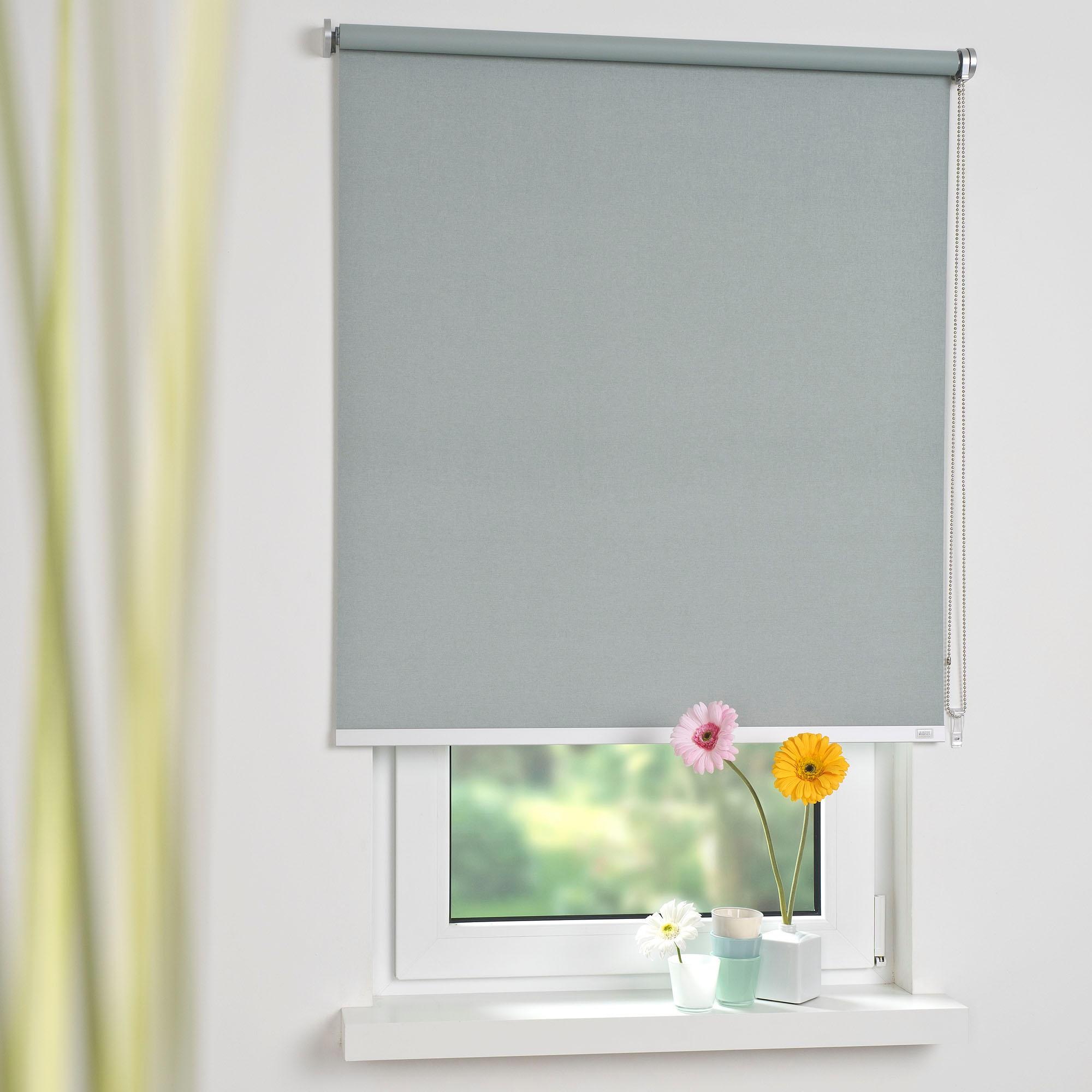 Seitenzugrollo, B:102cm H:180cm, grün, SCHÖNER WOHNEN-KOLLEKTION, Metall, Polyester, Rollos, "Kettenzugrollo Verdunklung"