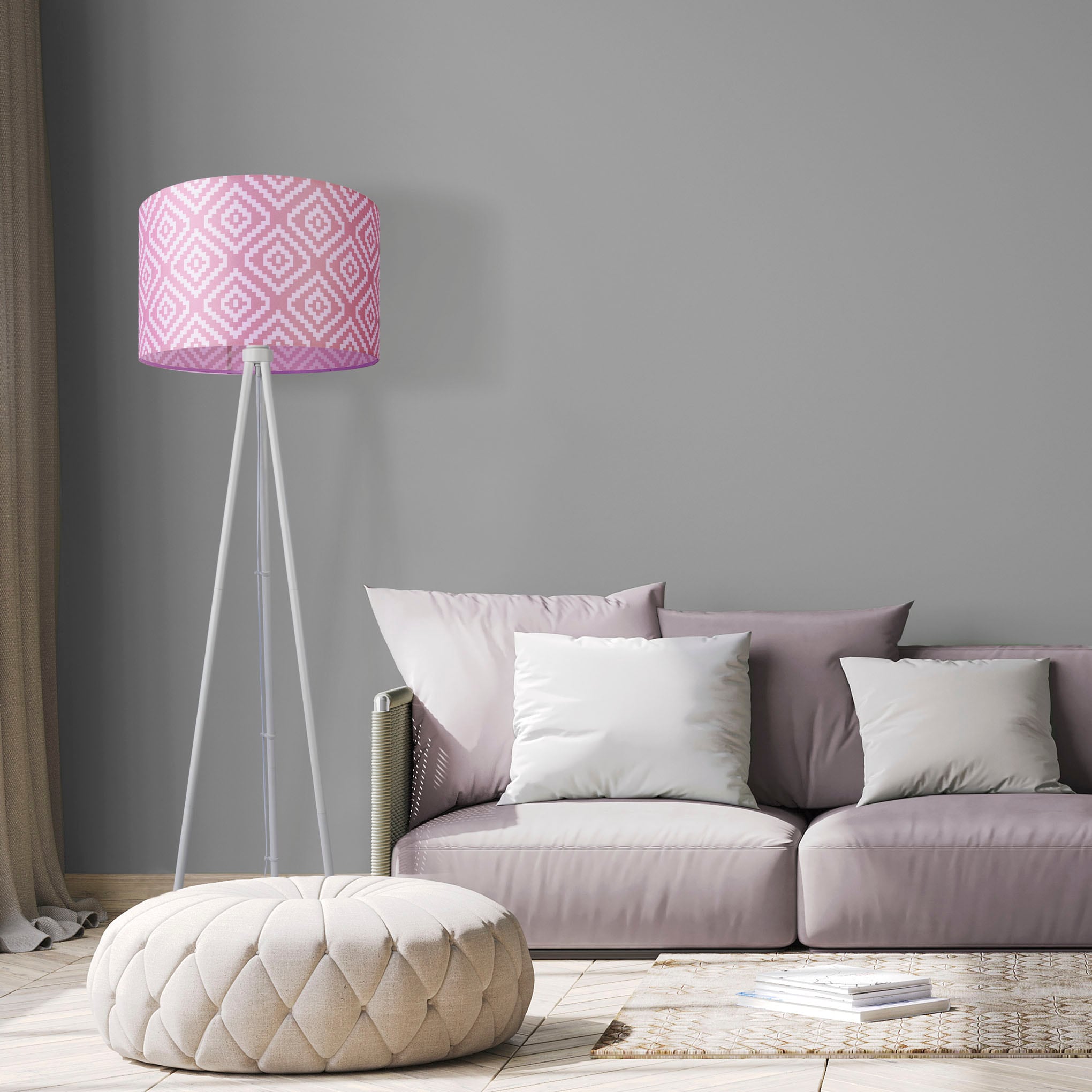 Paco Home Stehlampe »Trina Stella«, Dreibein Modern Stofflampenschirm Vintage Design Textil Wohnzimmer