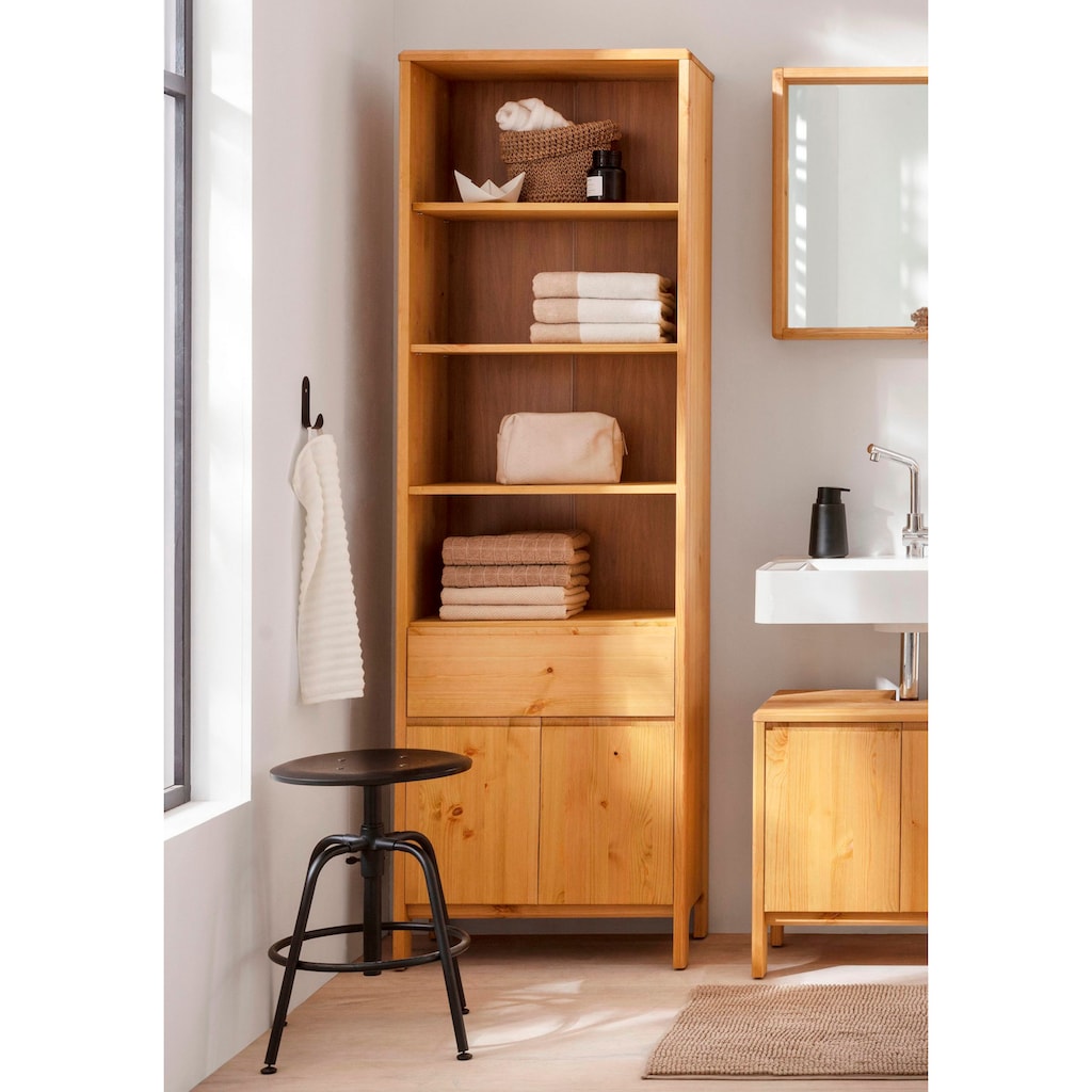 OTTO products Hochschrank »Jorrick«, Breite 60 cm, Massivholz Kiefer mit Bio Öl/Wachs behandelt