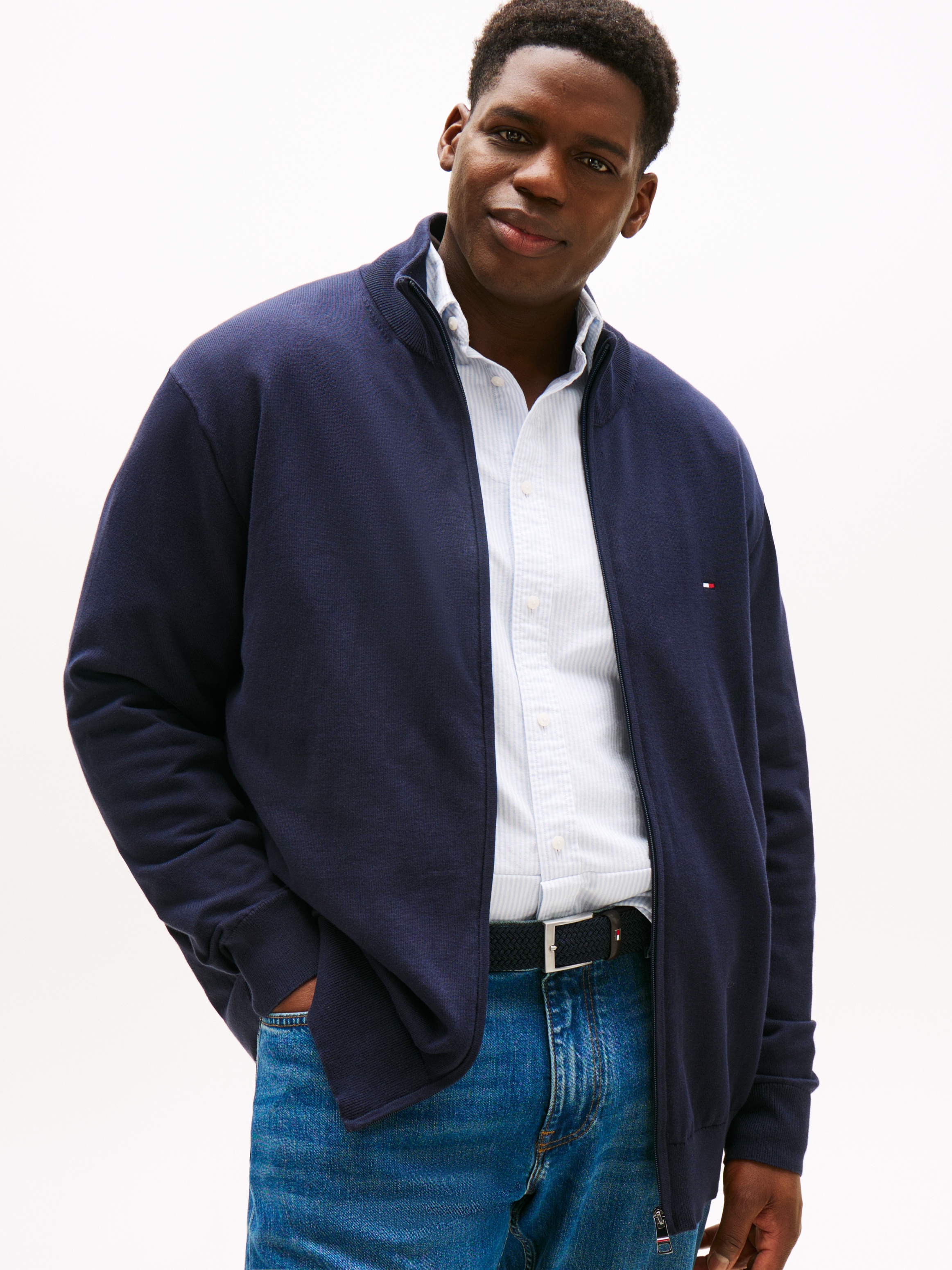Tommy Hilfiger Big & Tall Strickjacke »BT-ESSENTIAL COTTON ZIP THRU-B«, Großen Größen