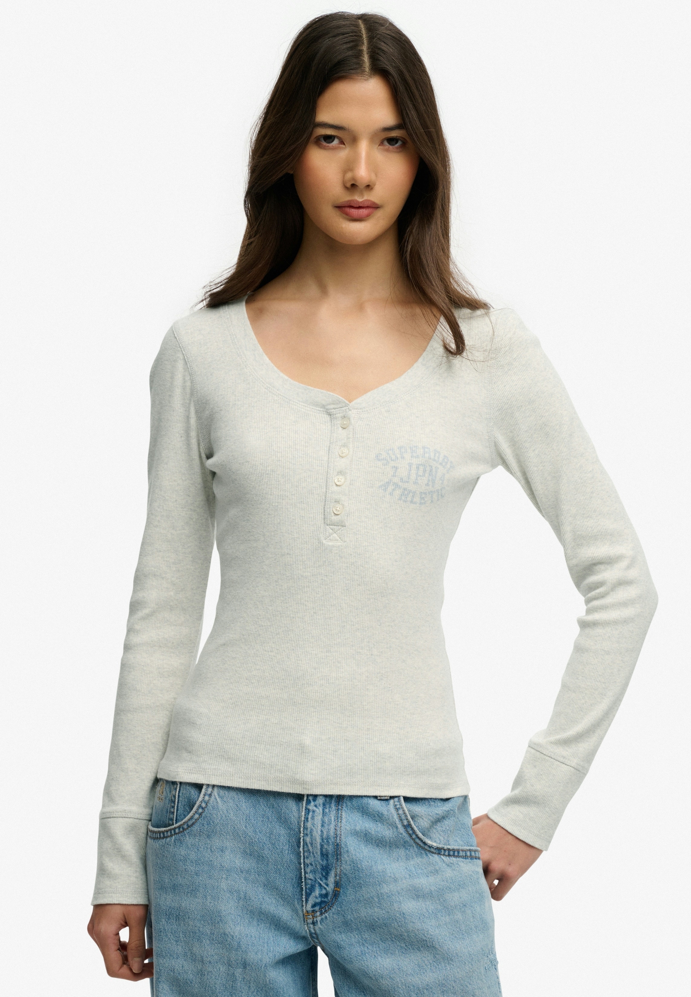 Superdry Langarmshirt "ATHLETIC BUTTON DOWN LS TOP" Baumwolle, skinny fit
