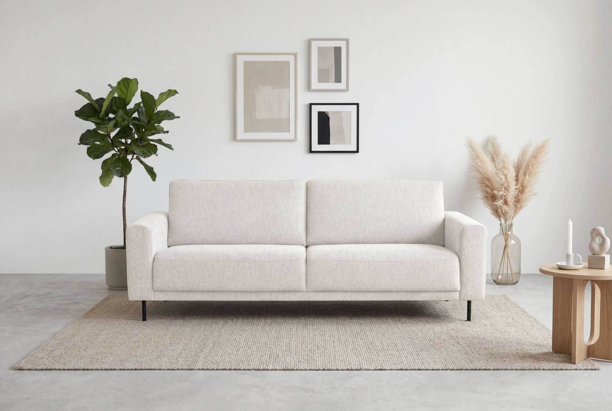 Home affaire Schlafsofa »Sveeva, 3 Sitzer, Liegefläche 135x190 cm, schwarze Metallfüße« langlebiger Webstoff, mit Wellenunterfederung, viele Farben