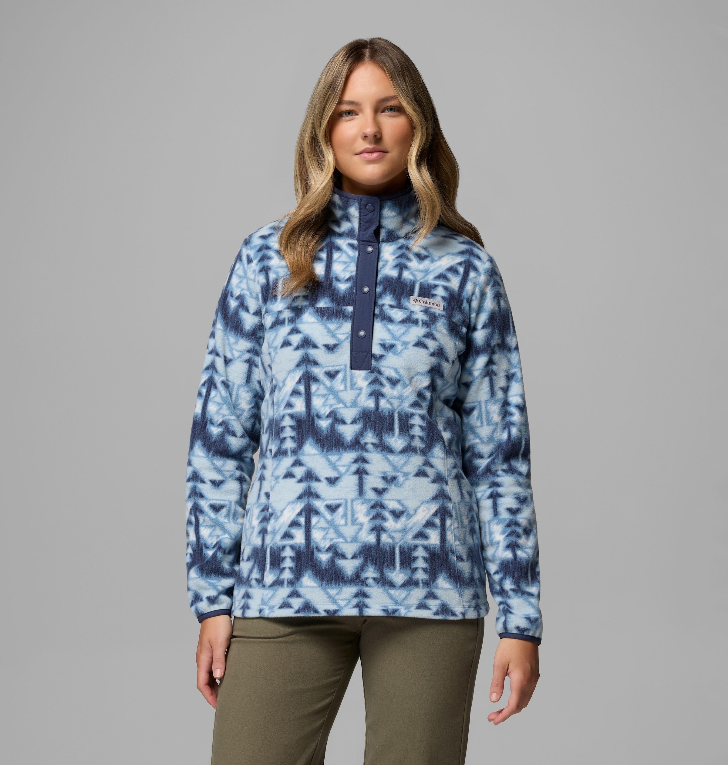 Columbia Fleecepullover "Benton Springs Printed 1/2 Snap", mit Halber Druckknopfverschluss, Langarm-Design, aus Nylon