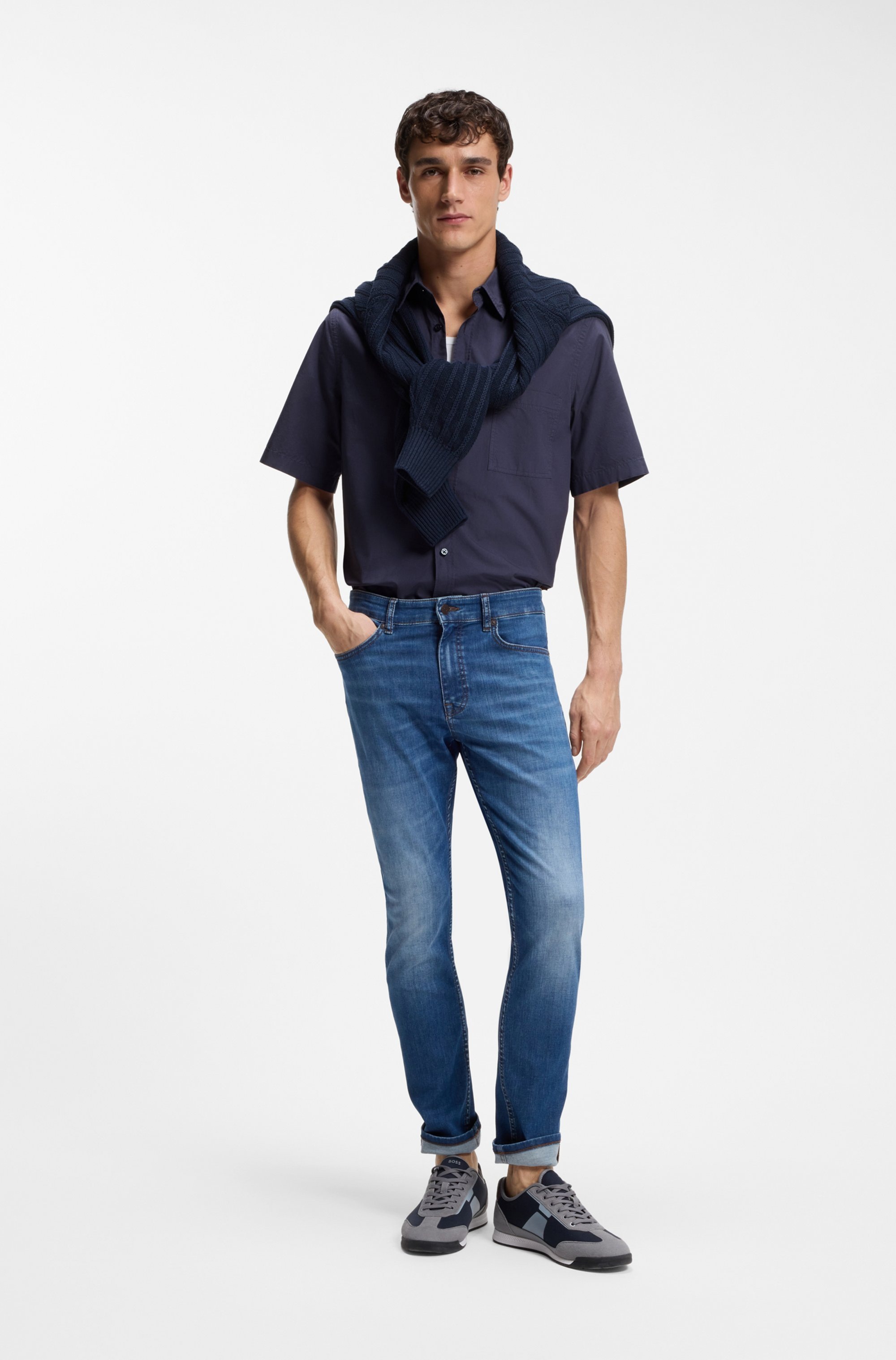 BOSS ORANGE Kurzarmhemd Regular Fit, Kentkragen, Kurzarm