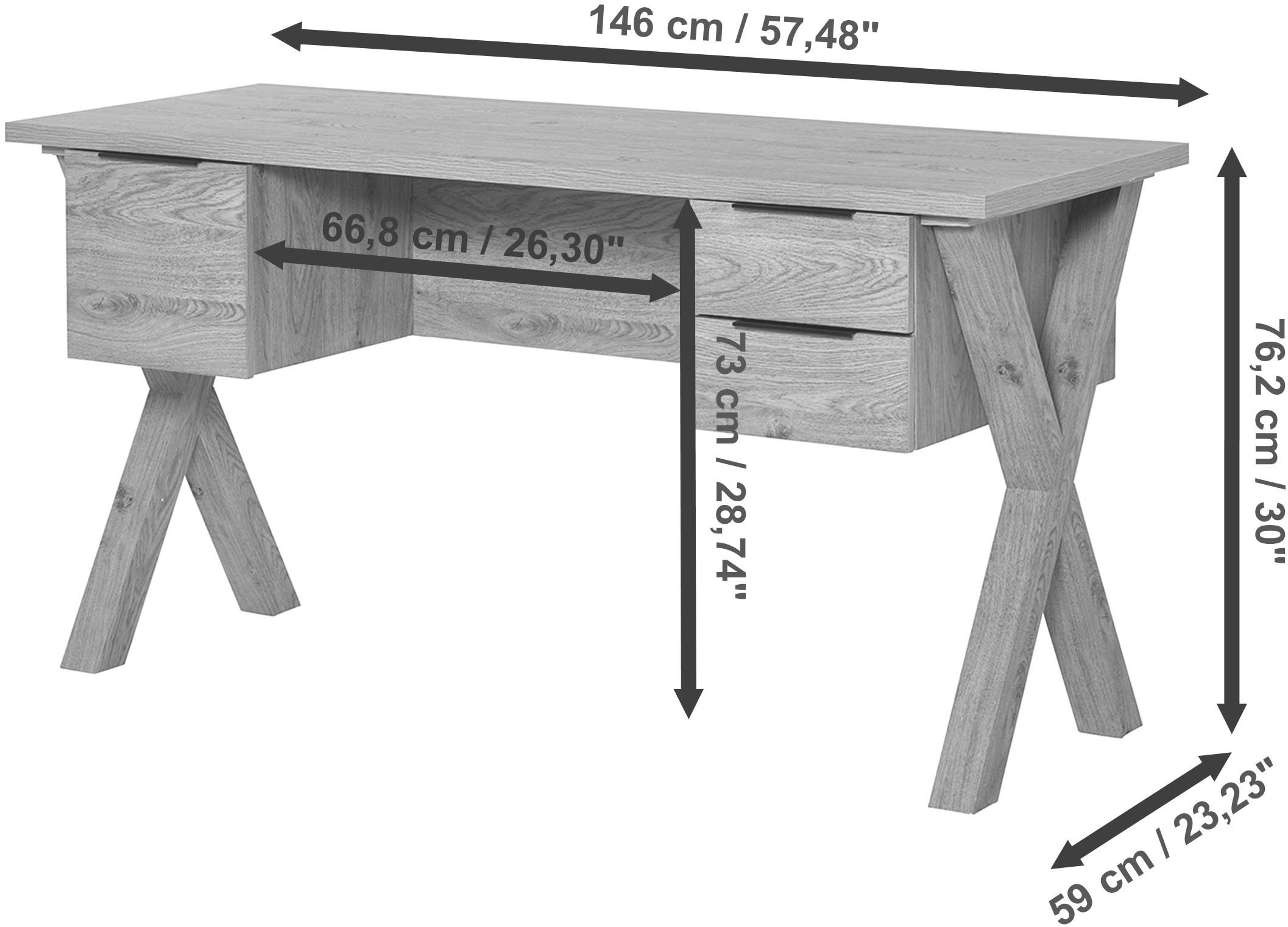 Jahnke Schreibtisch »X-CLUB D 15«, (1 St.), große Arbeitsfläche, stabiles X-Gestell, Stauraum, Breite ca. 146 cm
