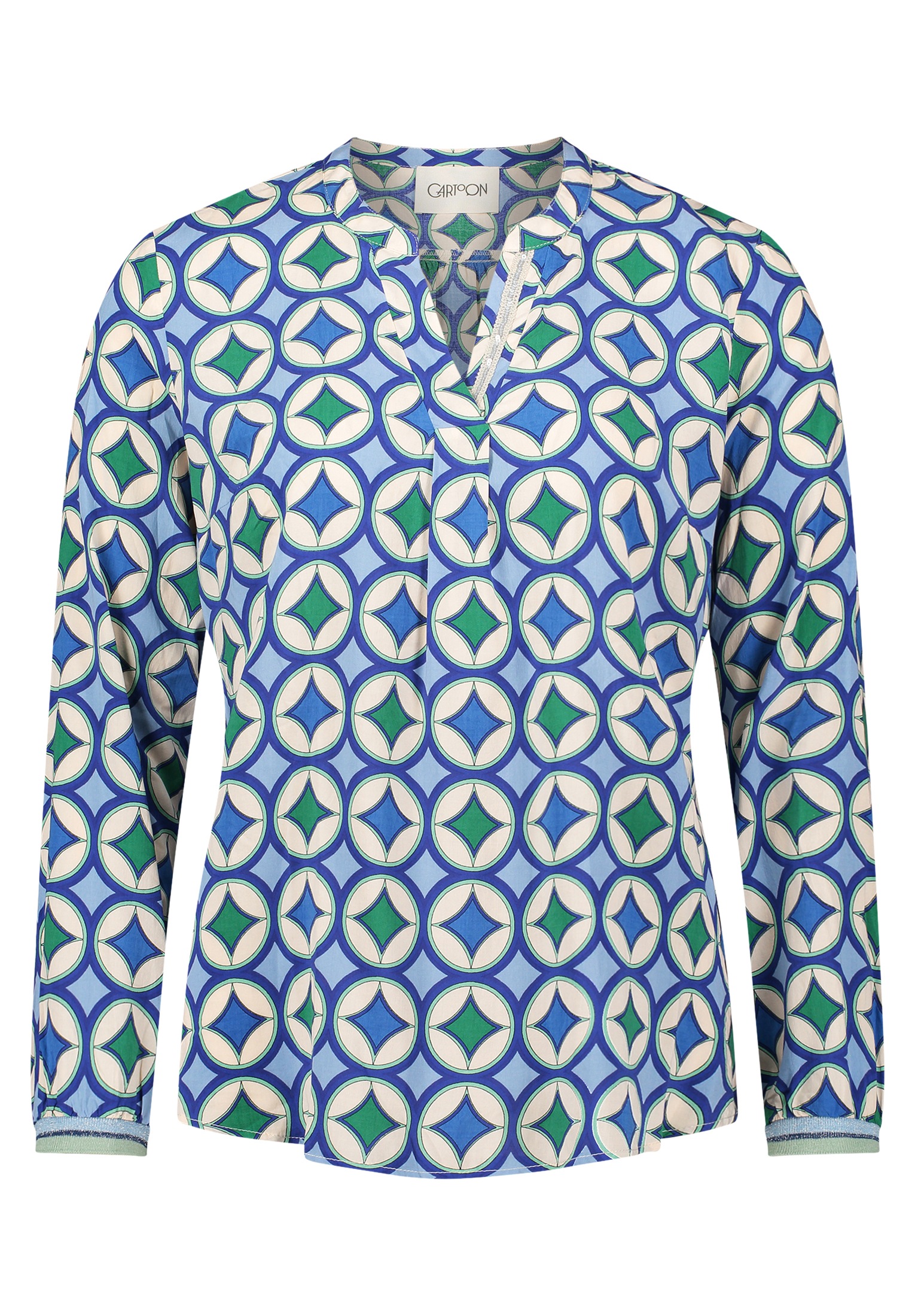 Cartoon Shirtbluse "Damen Blusenshirt mit Rippbündchen" günstig online kaufen