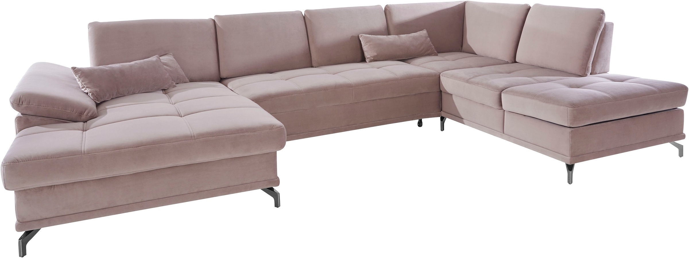 Places of Style Wohnlandschaft »Costello U-Form, mit Sitztiefenverstellung, Armteilverstellung und«, 3 Nierenkissen, optional Bettfunktion und Bettkasten