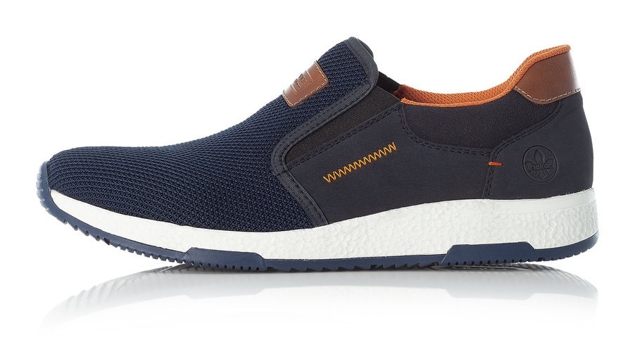 Slip-On Sneaker RIEKER, Herren, Gr. 42, blau, Lederimitat, Textil, Schuhe, Casual Slipper, Freizeitschuh, Schlupfschuh mit Kontrastnaht, Topseller 3