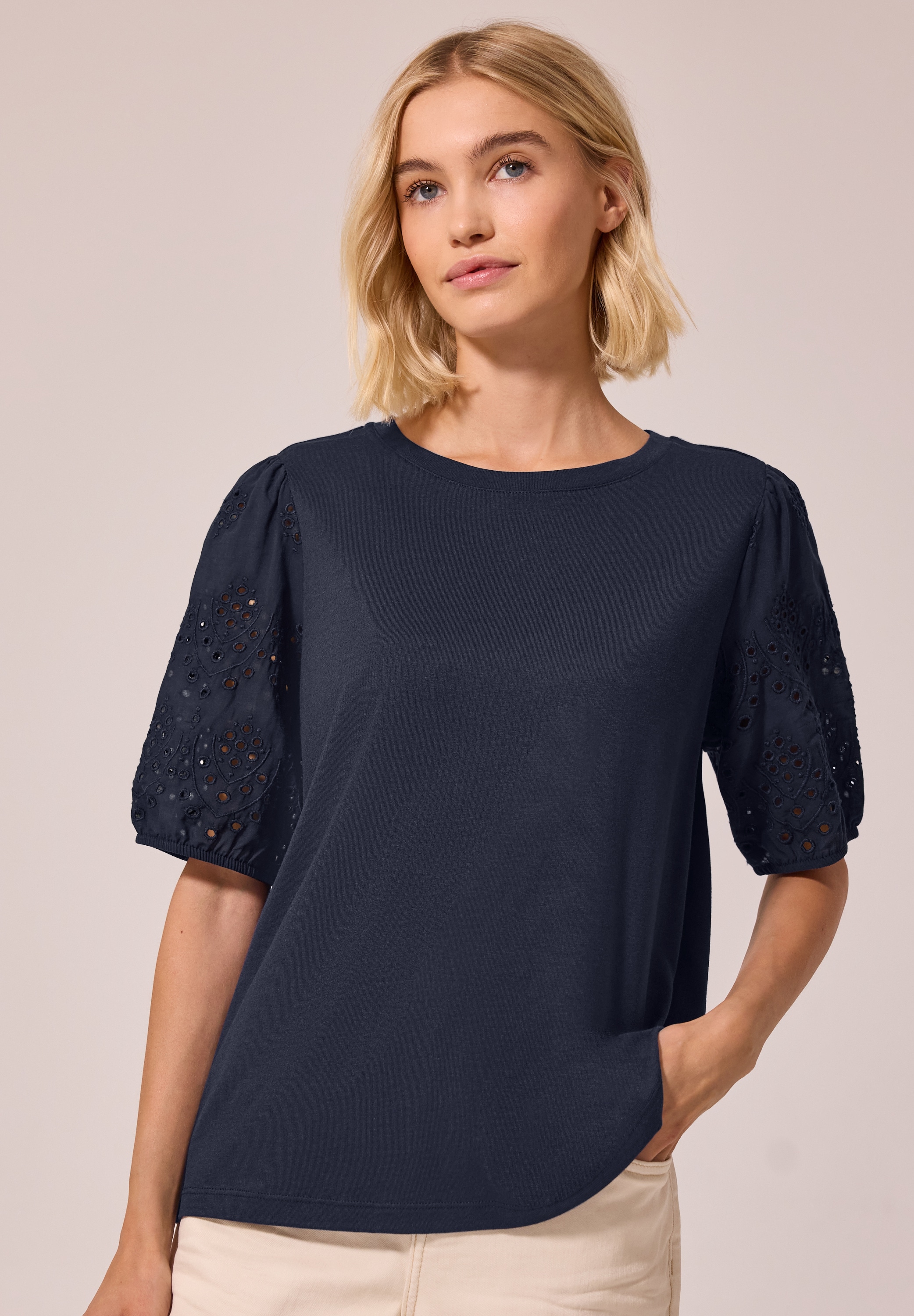 STREET ONE STUDIO T-Shirt mit Lochstickerei