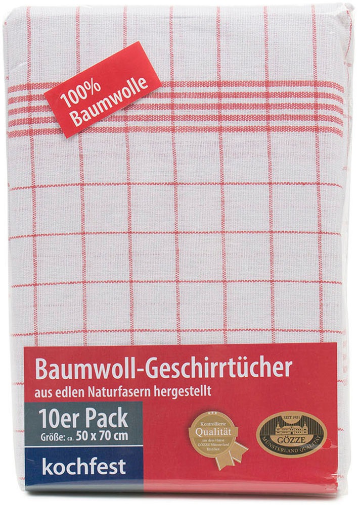 Gözze Geschirrtuch »Geschirrtücher, Des. 60041 Karo«, (Set, 10 tlg.), aus 100% Baumwolle