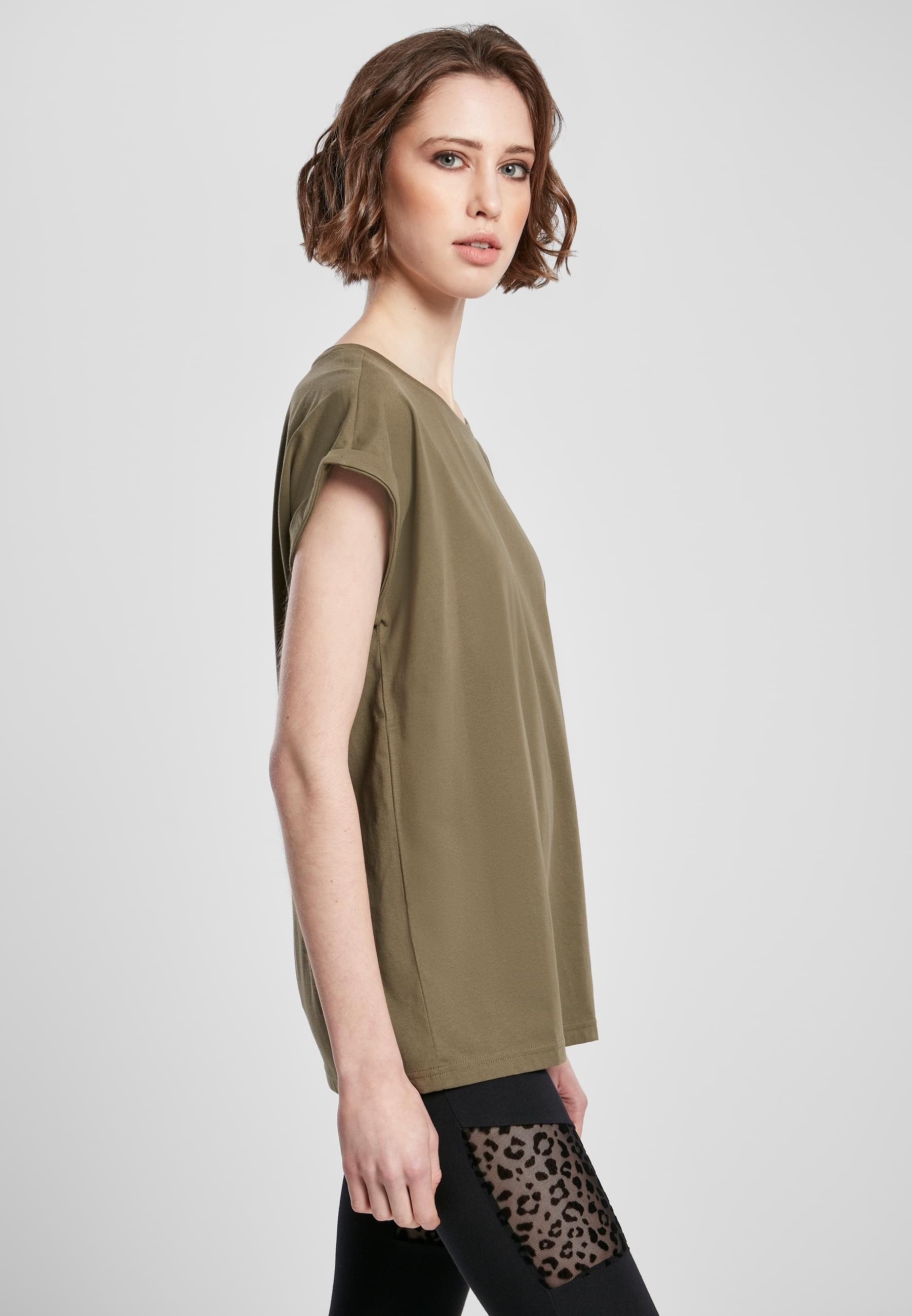 URBAN CLASSICS Kurzarmshirt »Urban Classics Damen Ladies Organic Extended Shoulder Tee«, (1 tlg.)