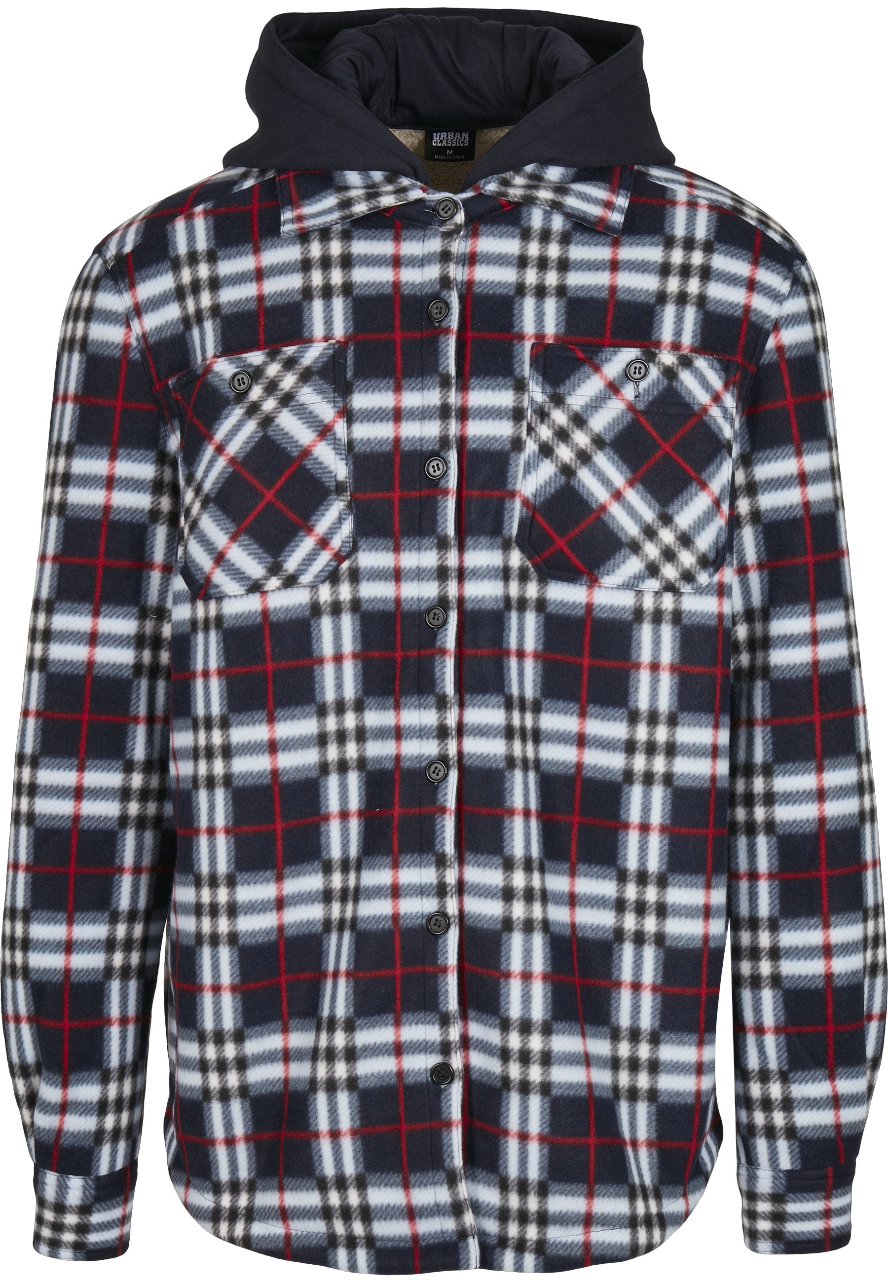 URBAN CLASSICS Windbreaker "Urban Classics Herren Hooded Polar Fleece Overshirt" 1 Stk. tlg. mit Kapuze