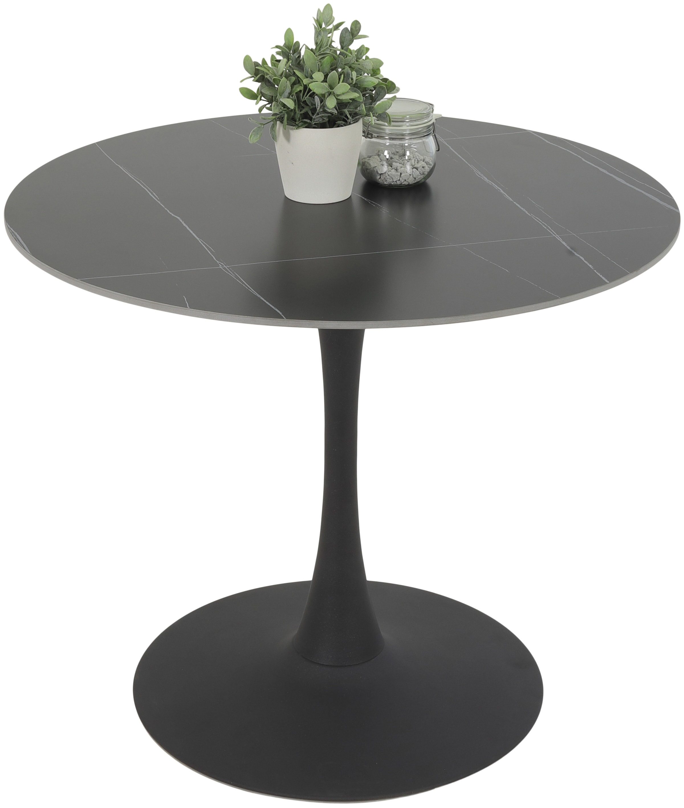 HELA Essgruppe »MOSEL«, (3 tlg.), Tisch 90x75 cm, Platte rund, gesinterter Stein, Armlehnenstuhl