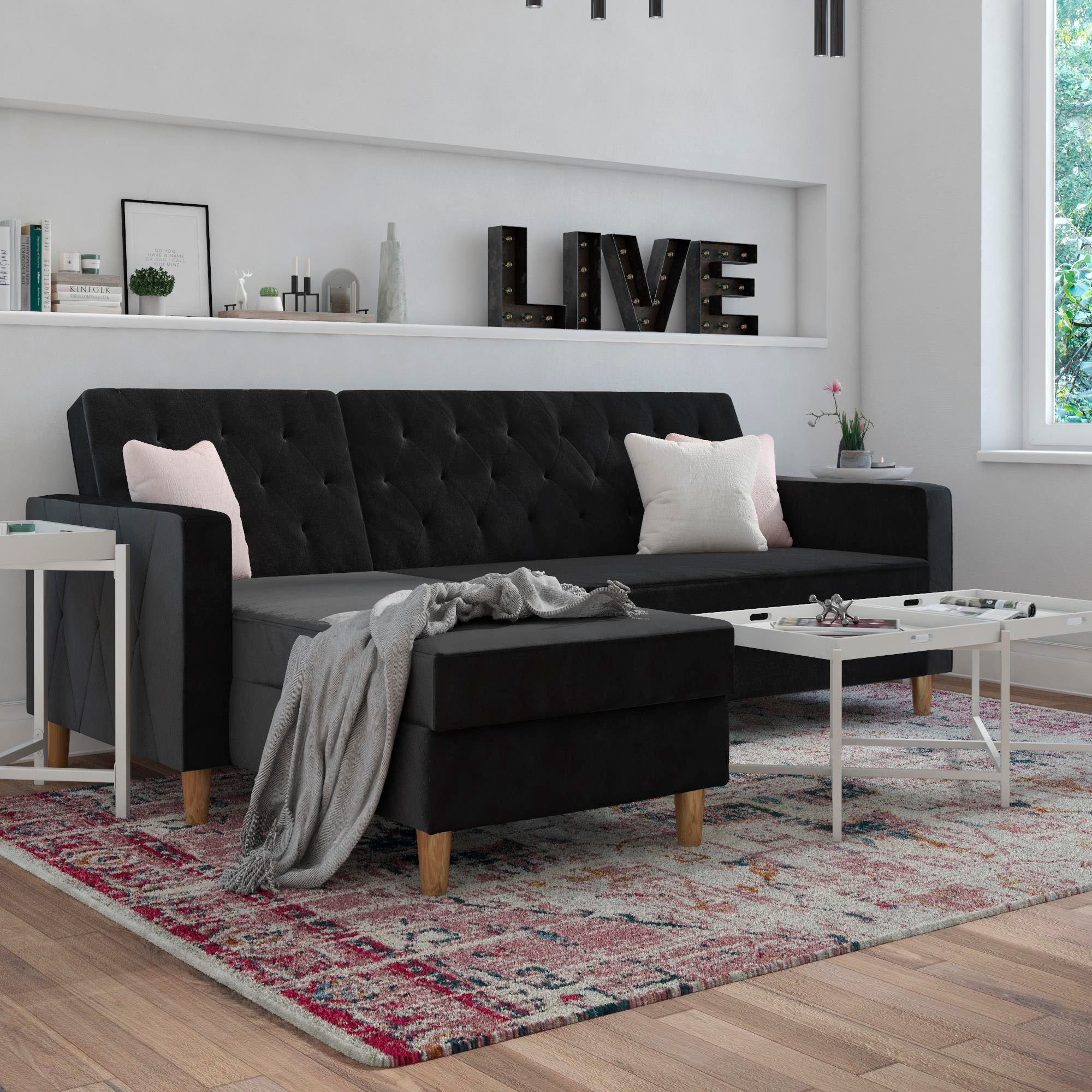 Cosmo Living Ecksofa »Liberty«, mit Schlafffunktion, Recamiere mit Stauraum beidseitig montierbar