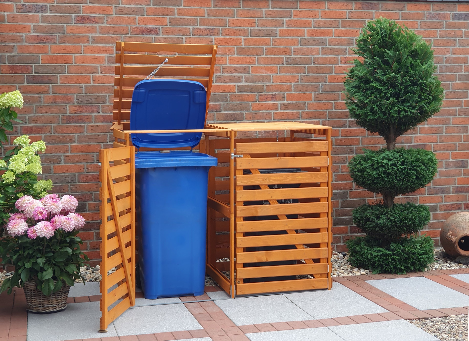 promadino Mülltonnenbox »Vario V«, für 2 x 240 l, braun