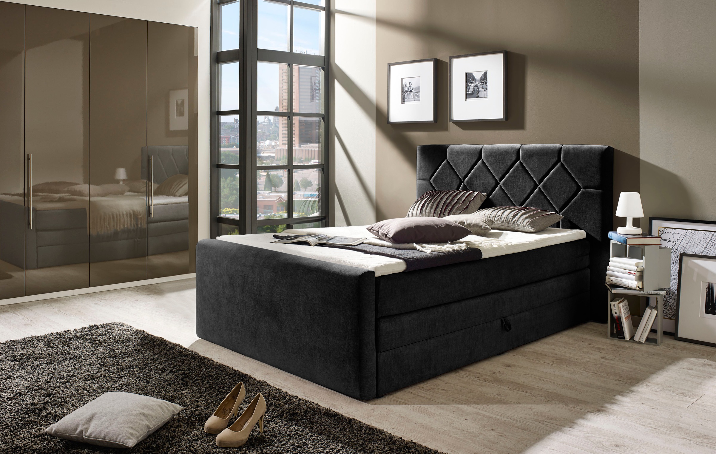 Home affaire Boxspringbett "Atlanta" inklusive Topper und Bettkasten günstig online kaufen