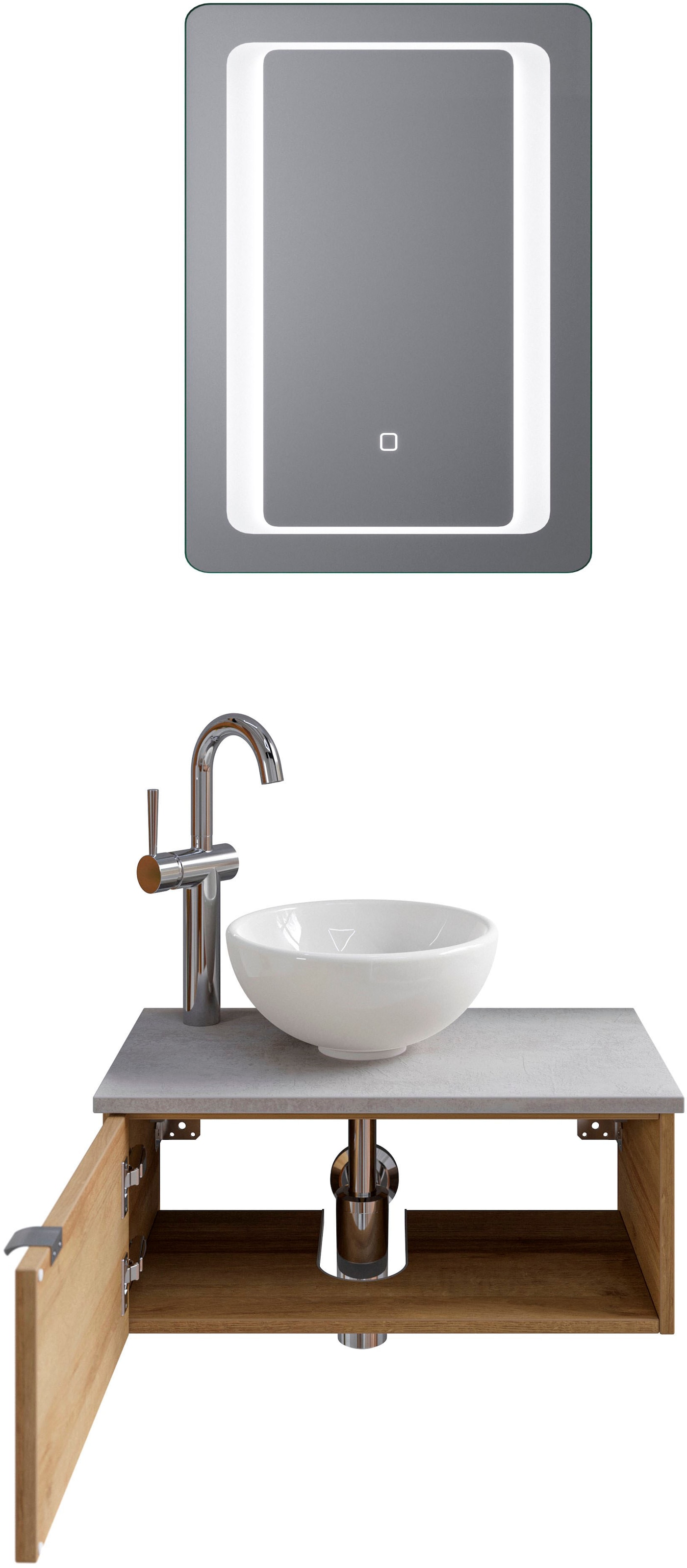 Saphir Badmöbel-Set »Serie 6915«, (4 St.), Gäste-Bad, 61 cm breit, mit LED-Spiegel, offenem Fach und 1 Tür