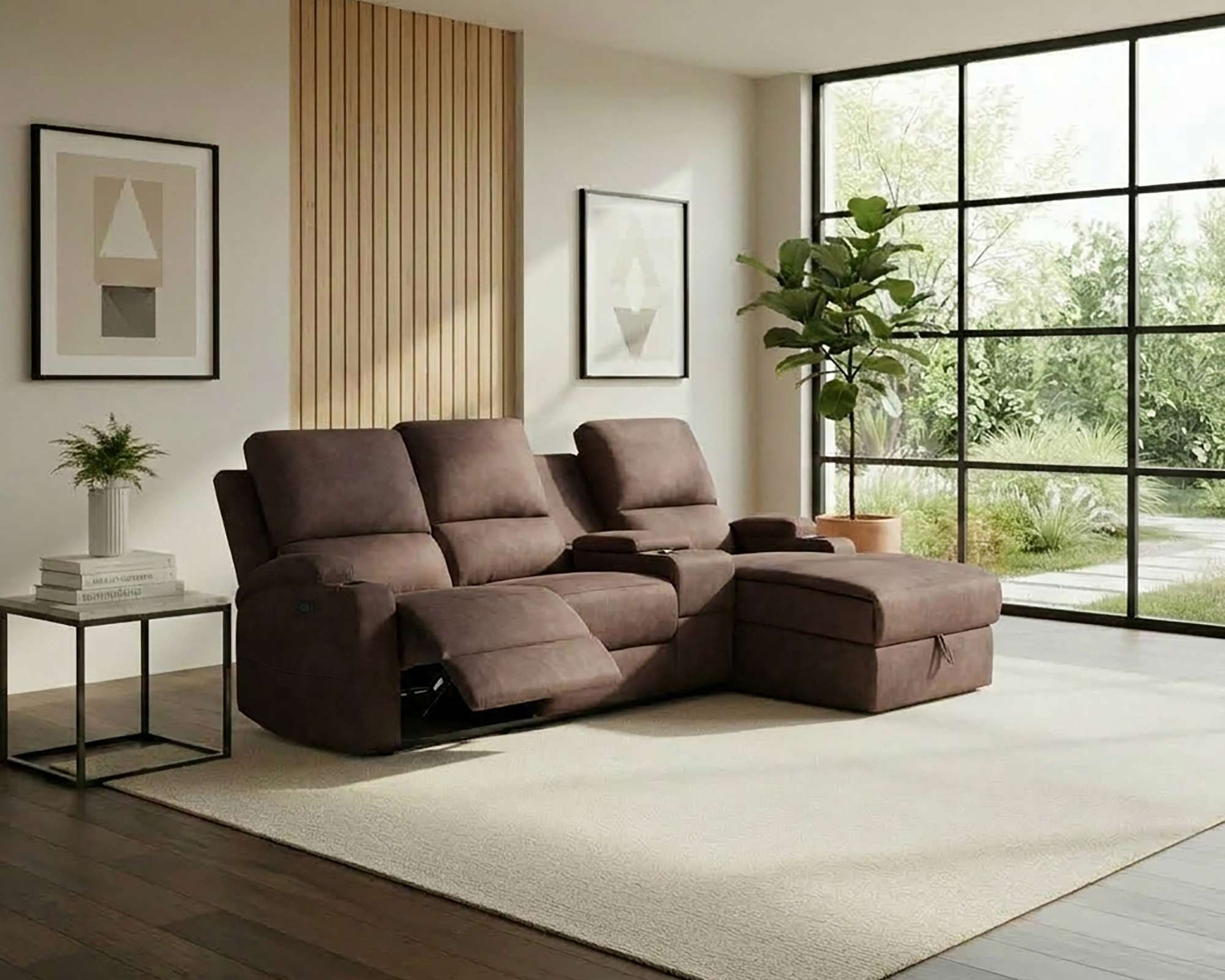 OTTO home Ecksofa "NAPORI Microfaser, Multimediasofa, 3er Kinosessel XXL, L-Form" Kinosofa, manuelle o. elektr. Relaxfunktion, Staufach, Getränkehalter