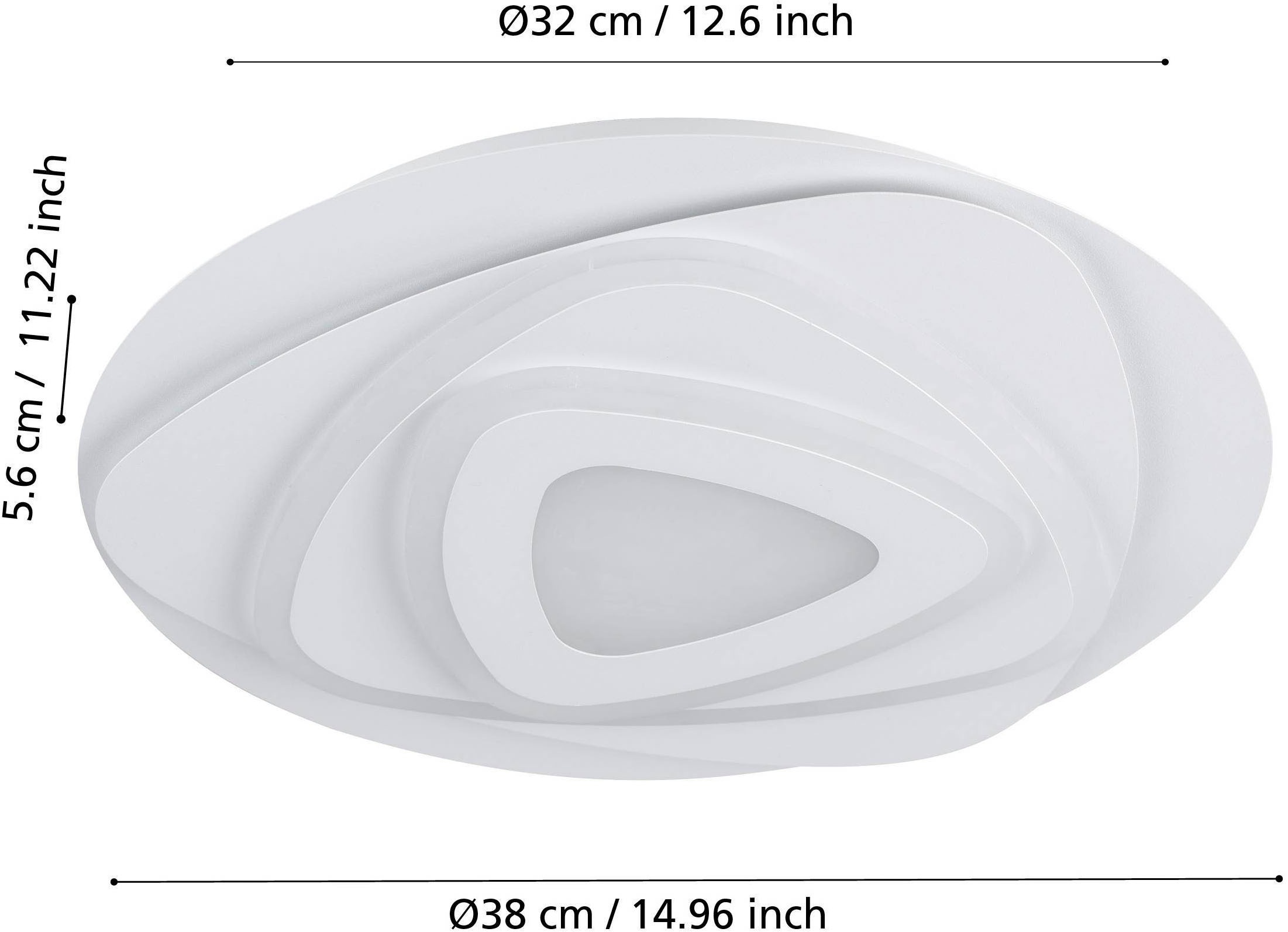 EGLO Deckenleuchte »Palagiano Deckenlampe, Deckenbeleuchtung aus Kunststoff, Flurlampe« LED-Modul 1 Stk. Neutralweiß Wand-/Deckenleuchte - H5,5 x Ø38 cm - weiß - 21W inkl.