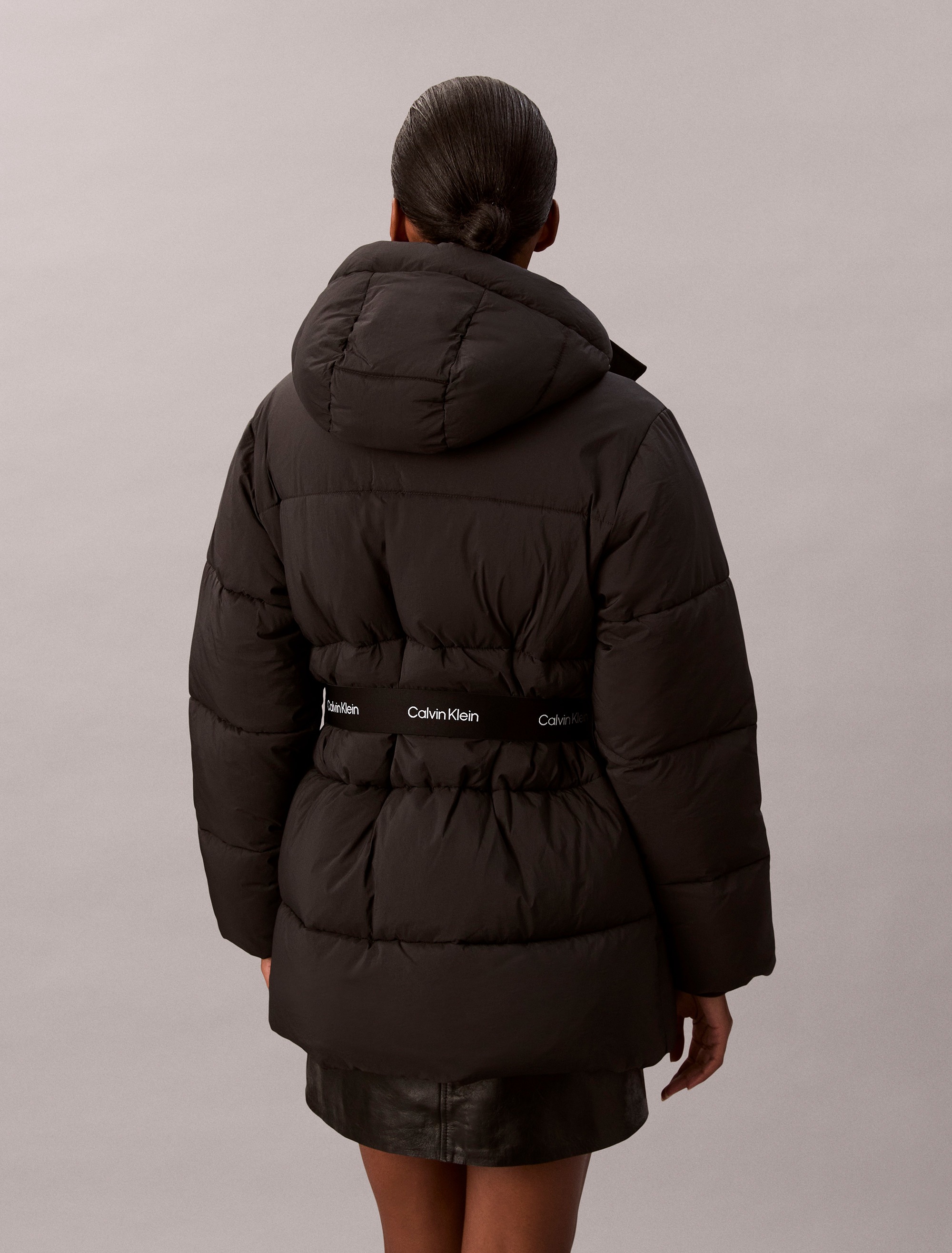 Calvin Klein Jeans Steppjacke »BELTED MIDWEIGHT PUFFER«, mit Kapuze, Mit Rundhalsausschnitt, regular fit
