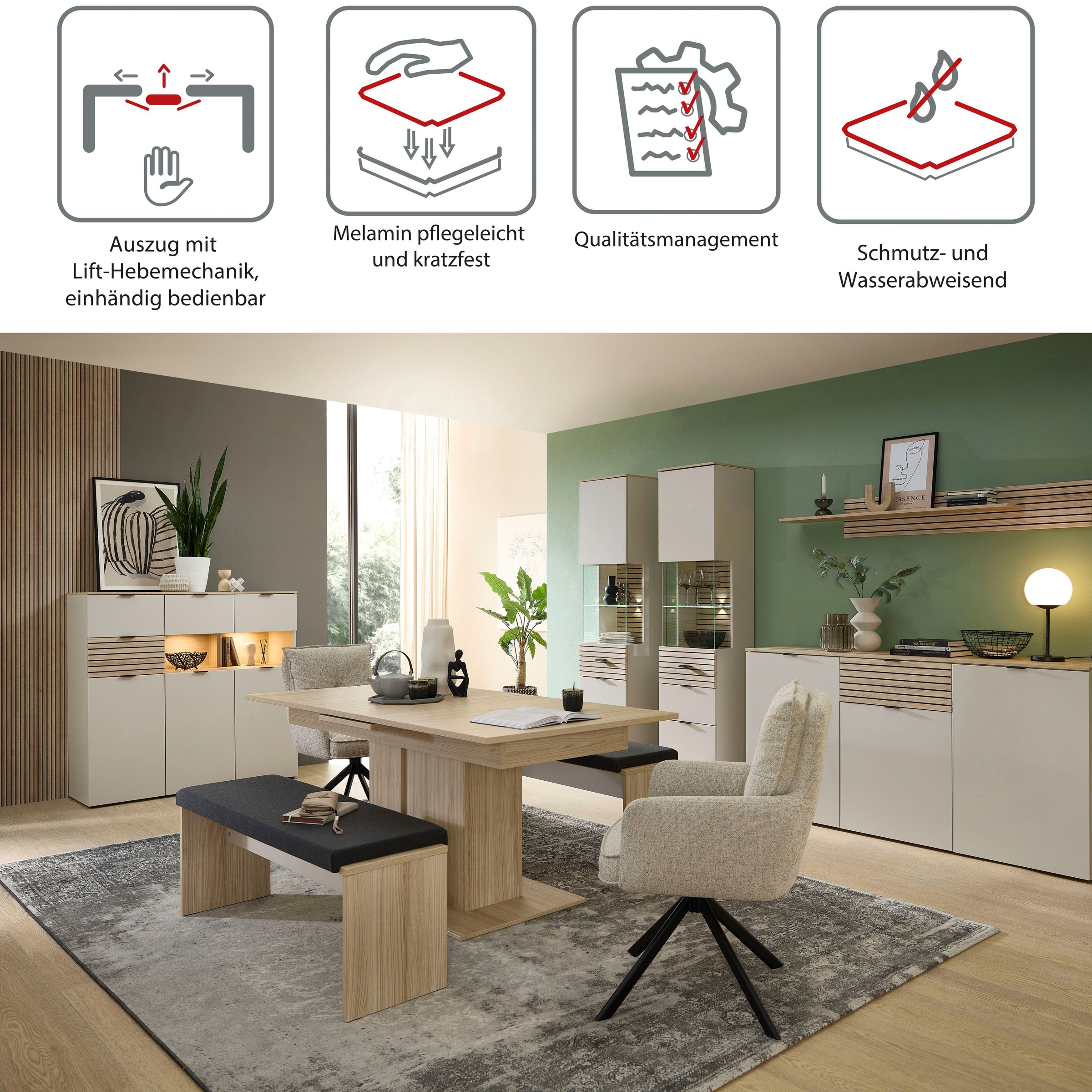 Innostyle Esstisch »INA Esstisch, 180-220 x 77 x 90 cm (B/H/T)« 1 Stk. tlg.
