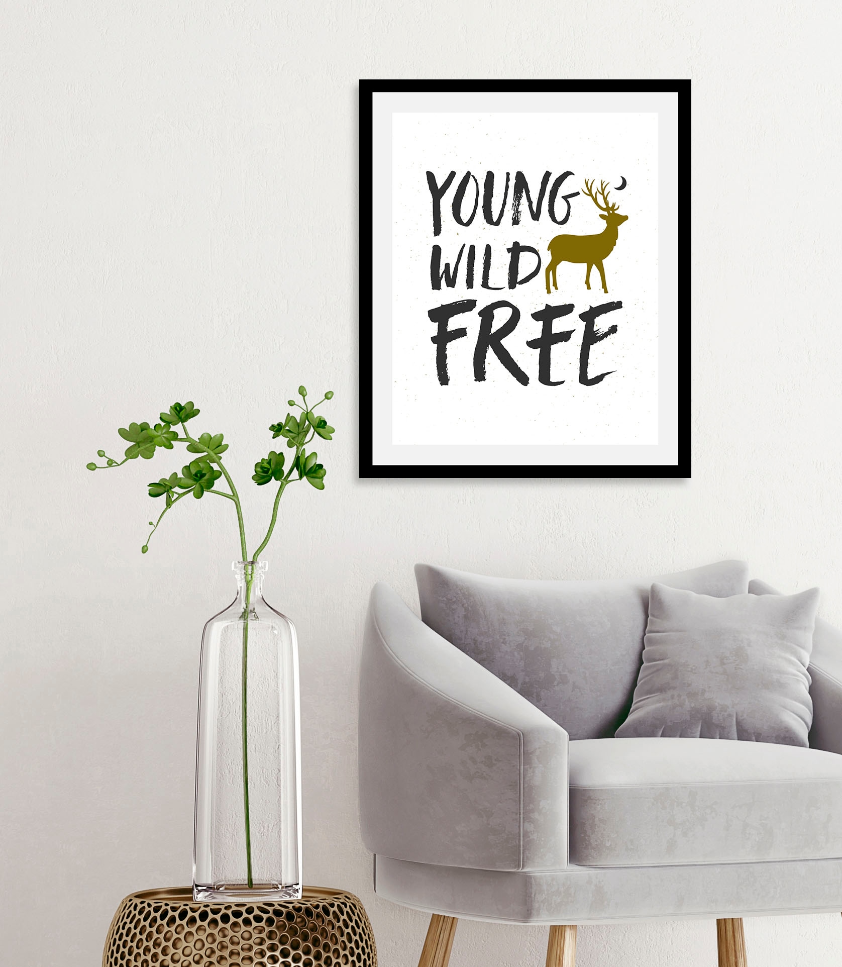 queence Bild "Young Wild Free" Hirsch  Hirschbilder  Motivationsbilder  Sch günstig online kaufen