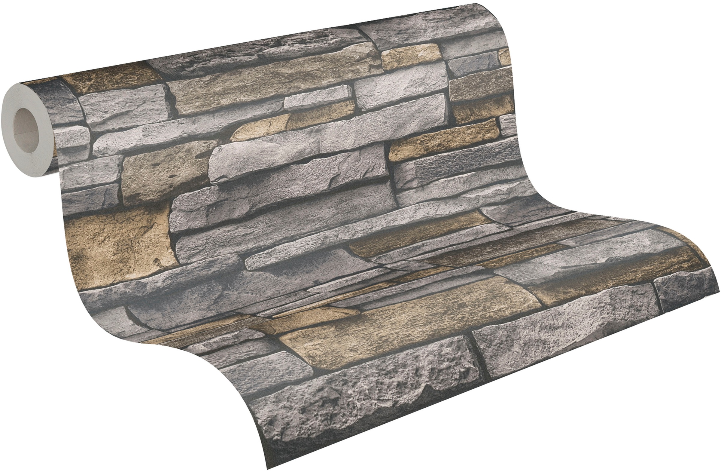 A.S. Création Vliestapete "Terra Steintapete" gemustert matt neutral leicht strukturiert Steinoptik Steinwand Naturstein-Tapete 3D-optik Tapeten Wohnzimmer