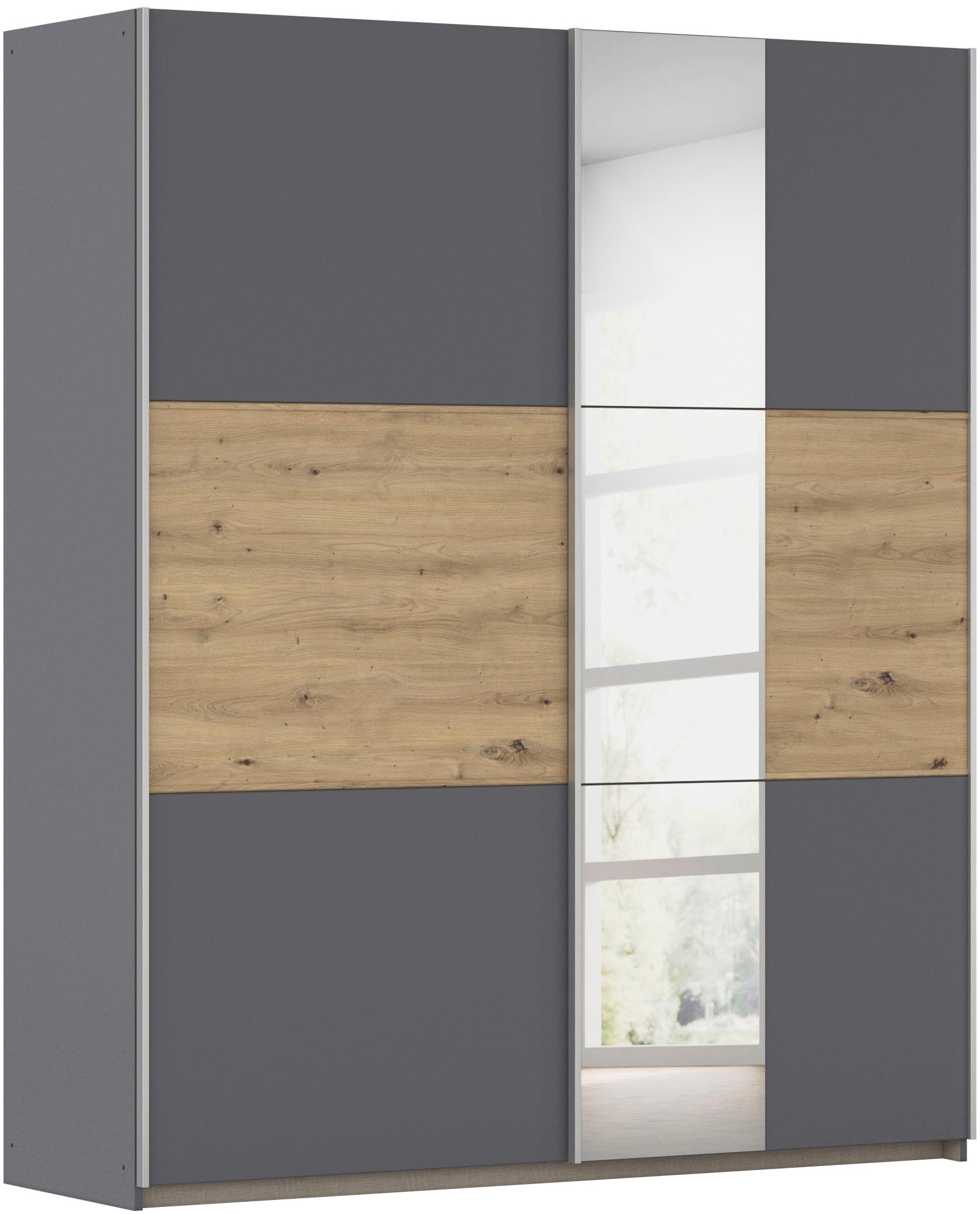 OTTO home Kleiderschrank "Mehrzweckschrank Aktenschrank Möbel Mietswohnung TOPSELLER ASTANA" 3 Ausstattungen BASIC/CLASSIC/PREMIUM (inkl. SOFT-CLOSE-FUNKTION), mit 3 Spiegelelementen, Metallgriffleisten alufarbig MADE IN GERMANY