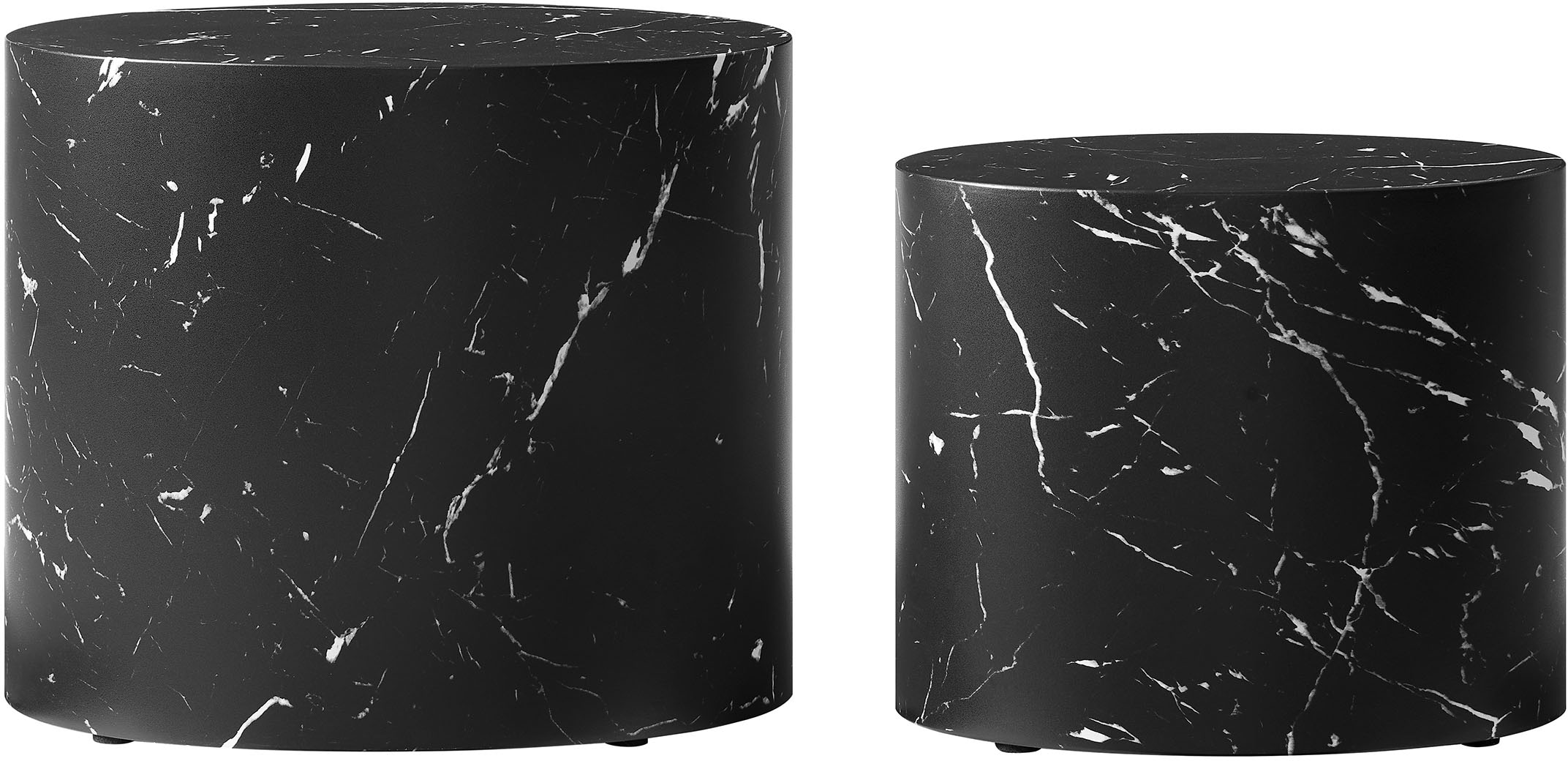 SalesFever Couchtisch »Almeria Beistelltisch«, (Set, 2 St., 2er Set), oval, in Marmoroptik foliert
