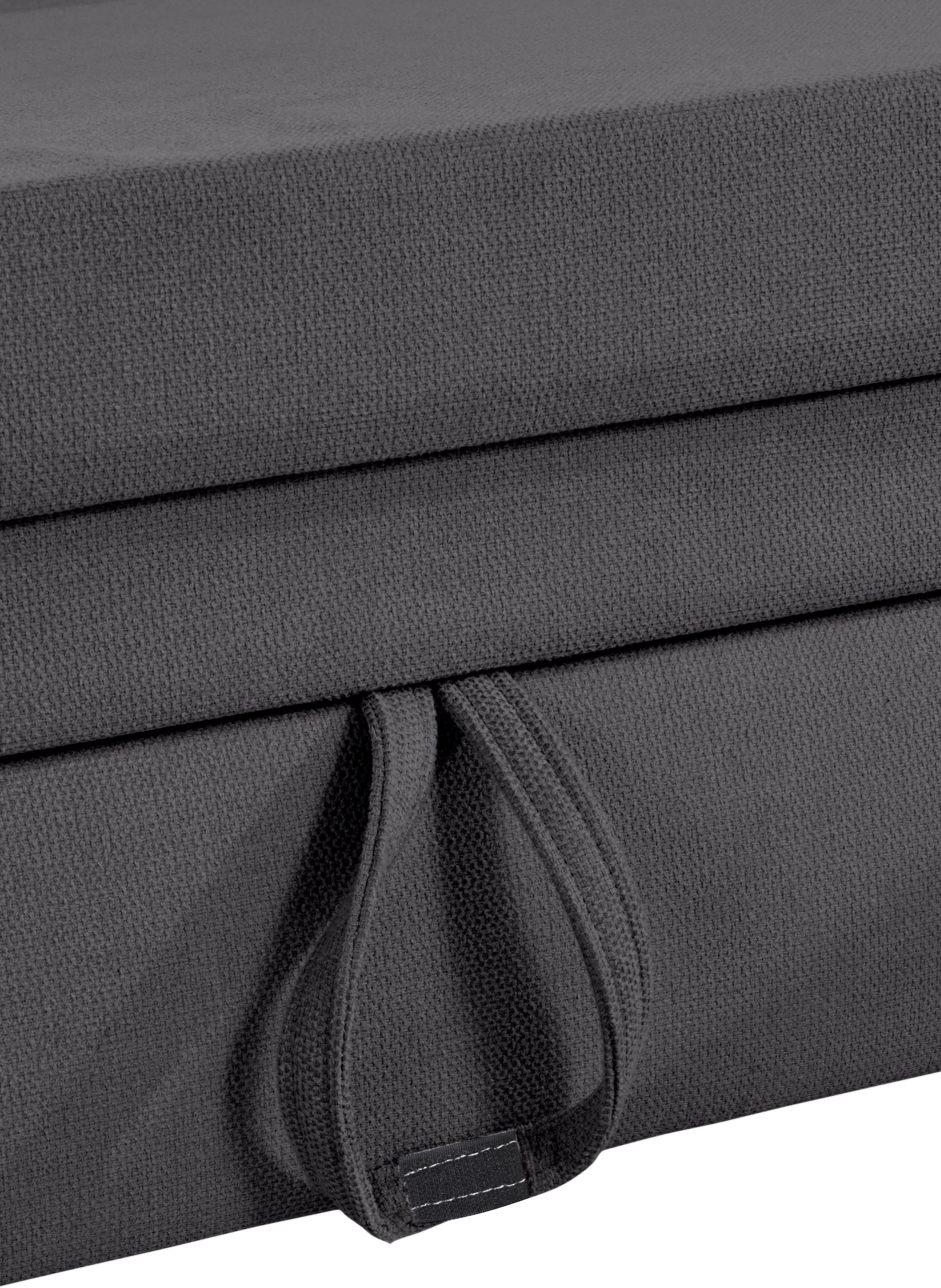 Places of Style Ecksofa »Lolland L-Form«, Wahlweise mit Bettfunktion und Stauraum, auch mit abwischbarem Bezug