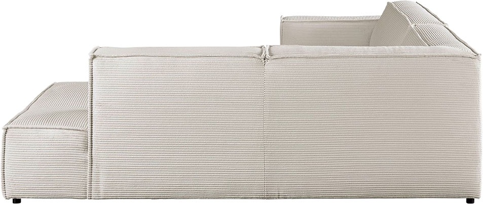 3C Candy Ecksofa »Matteo in elegant, kubischer Formensprache, bequem, L-Form«, mit auffälliger Kedernaht, Cord-Bezug, Lounge-Charakter