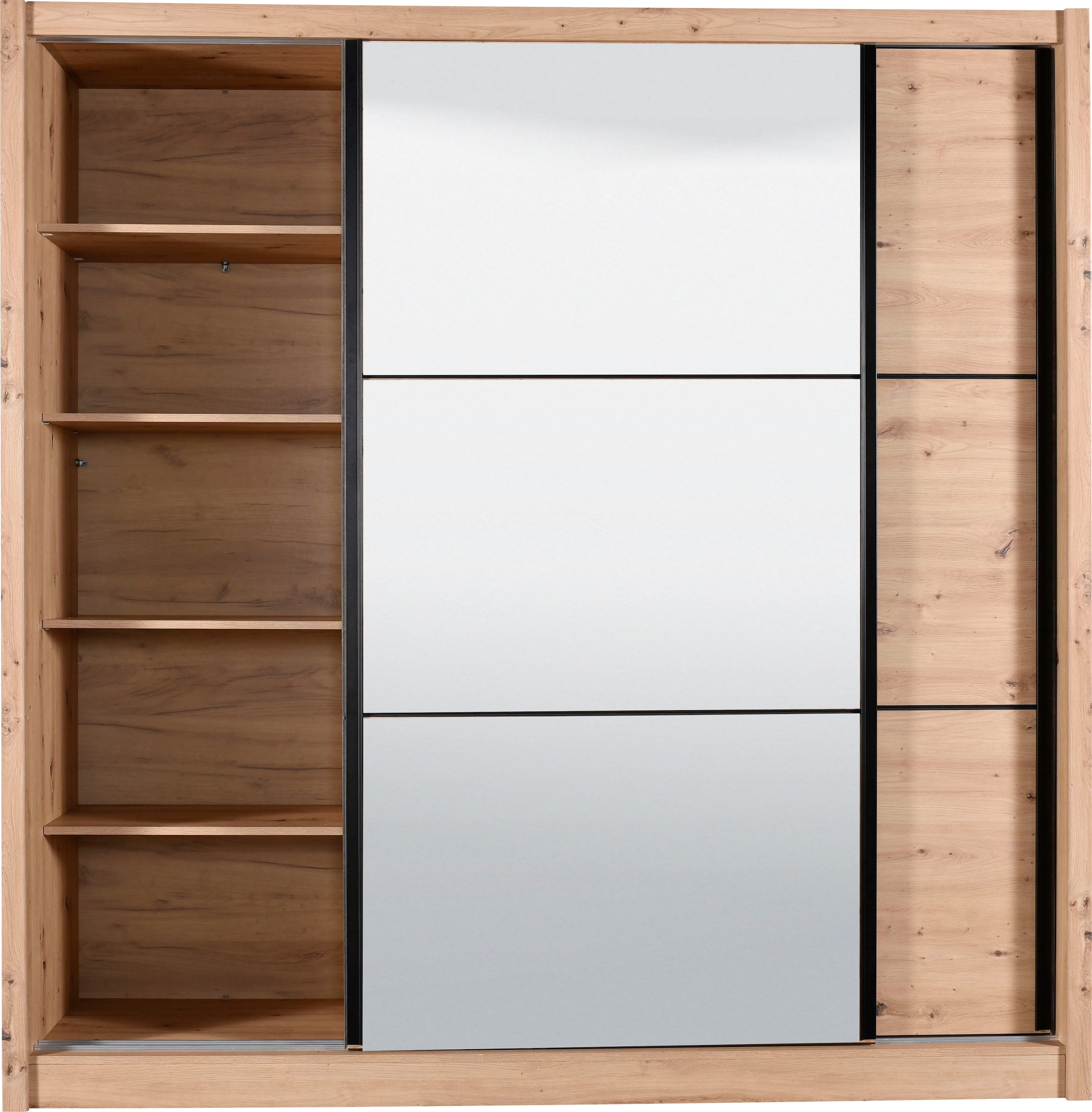 INOSIGN Schwebetürenschrank »Navara Kleiderschrank mit Spiegel Wäscheschrank Garderobe«, mit großzügiger Innenausstattung, FSC®-zertifiziert, in 3 Breiten