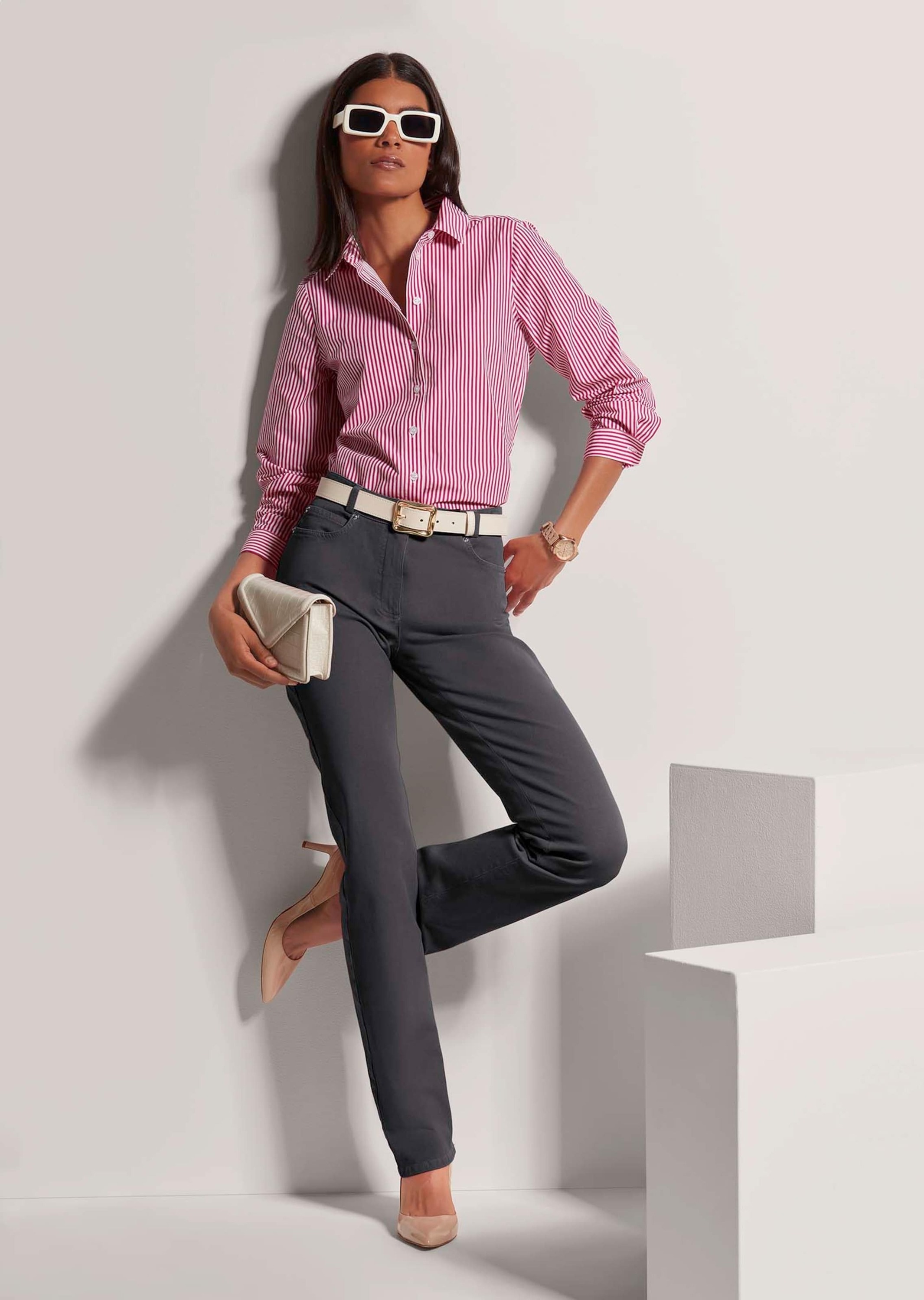 MADELEINE Hemdbluse »Bluse Streifenbluse aus reiner Baumwolle«