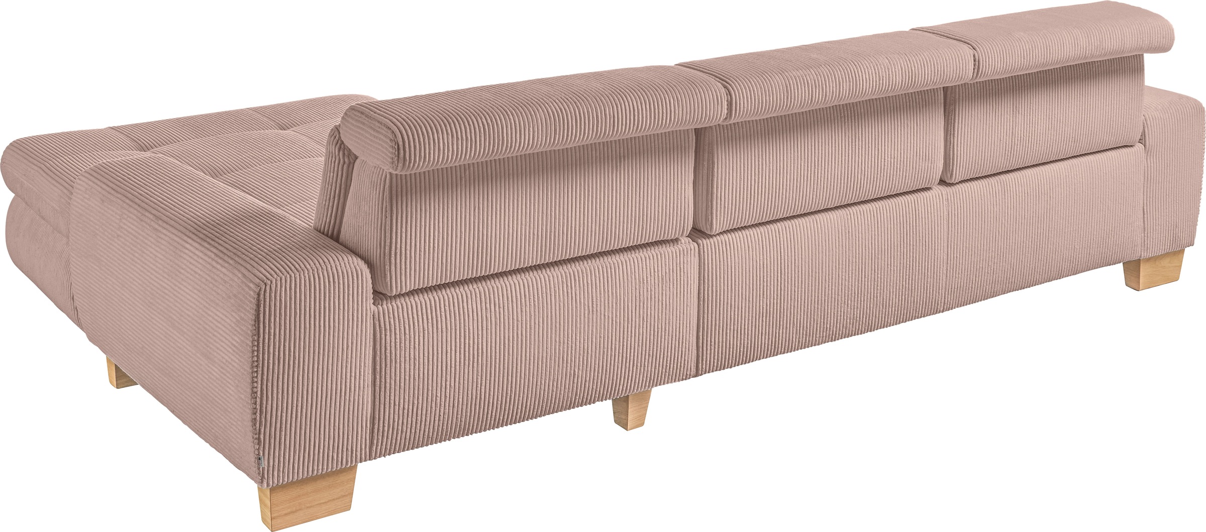 set one by Musterring Ecksofa »SO 3400 Sitzhöhe 47cm oder 49cm, Sitztiefe verstellbar, B/T: 307/195cm«, Kopteil verstellbar, mit Bettfunktion, in Cord, rose, Sitzhöhe 47