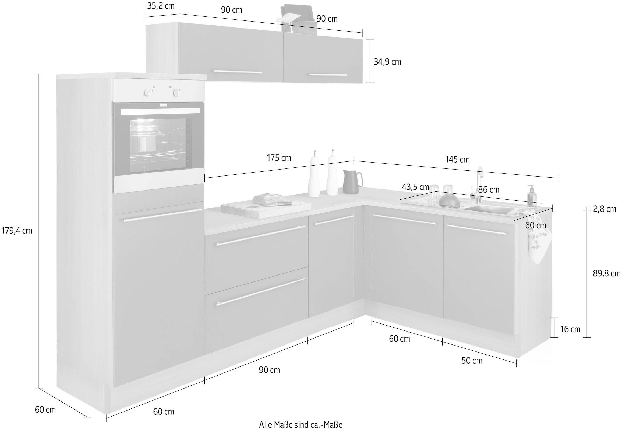 OPTIFIT Winkelküche »Bern«, Stellbreite 265x175 cm, wahlweise mit E-Geräten