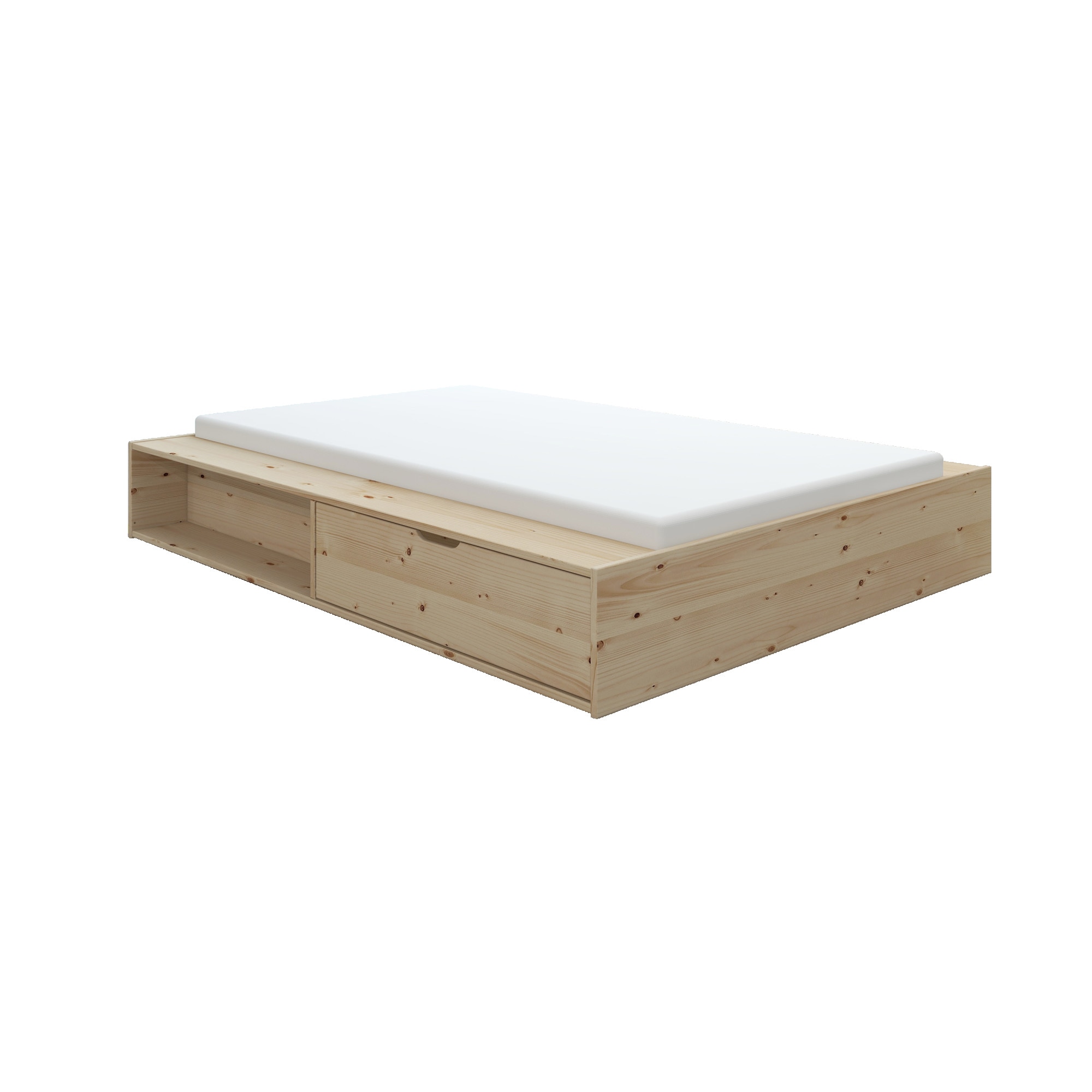 Home affaire Stauraumbett »Erno, Massivholzbett, Futonbett, 275KG belastbar«, (Breite/ Belastbarkeit: 120cm/275 KG, 180cm/275 KG), mit Lattenrost, Massivholz, FSC® zertifiziert, viel Stauraum + Ablagen