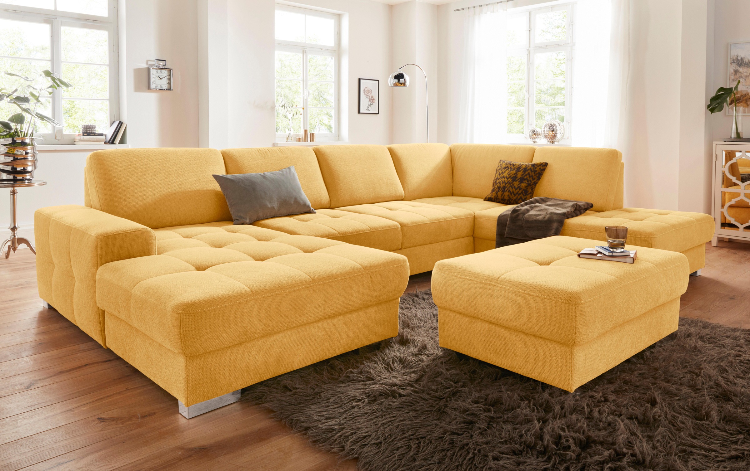 sit&more Wohnlandschaft »Santorini U-Form«, mit Federkern und Sitztiefenverstellung, wahlweise mit Bettfunktion