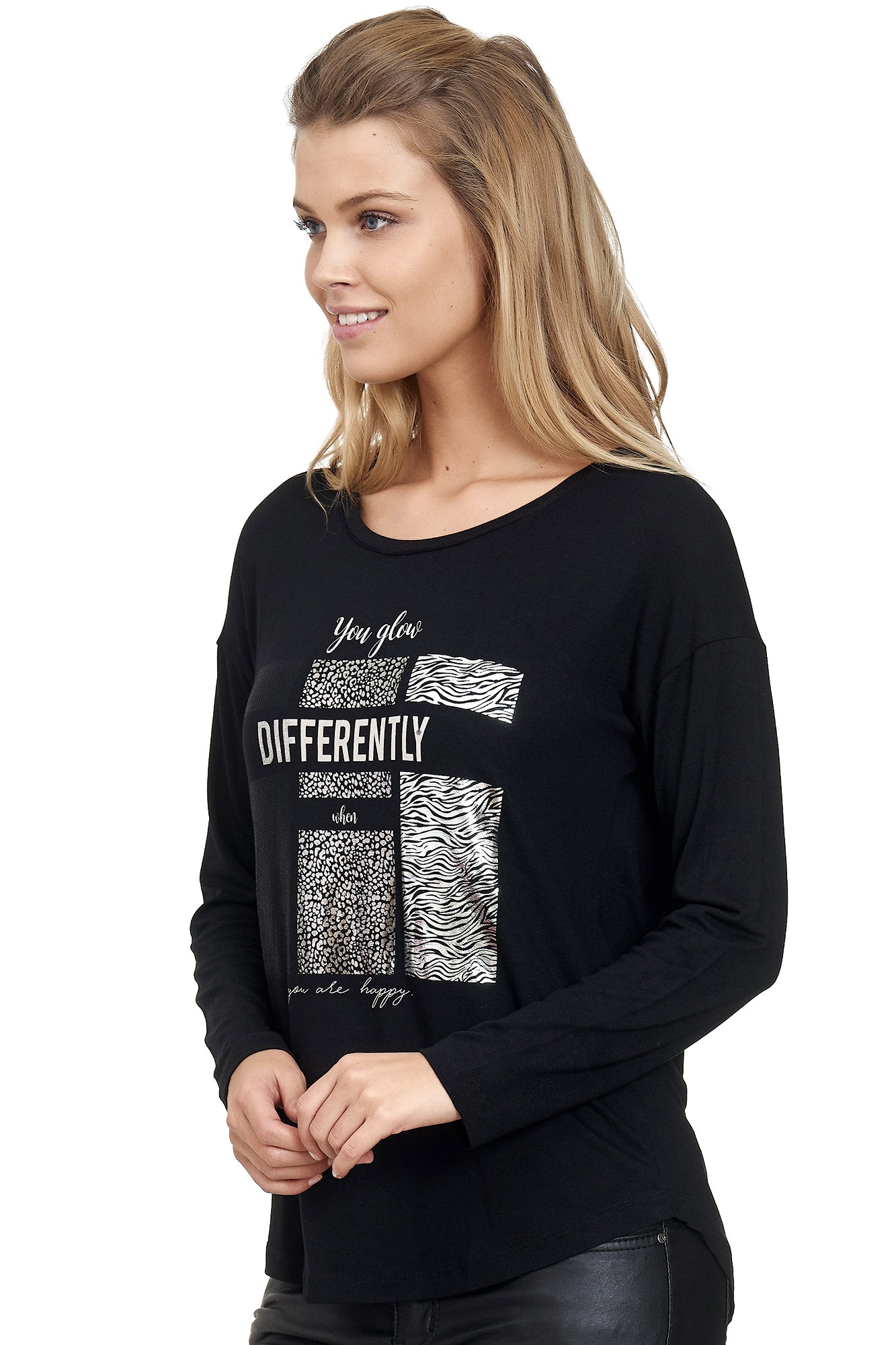 Decay Langarmshirt, mit Glanzprint