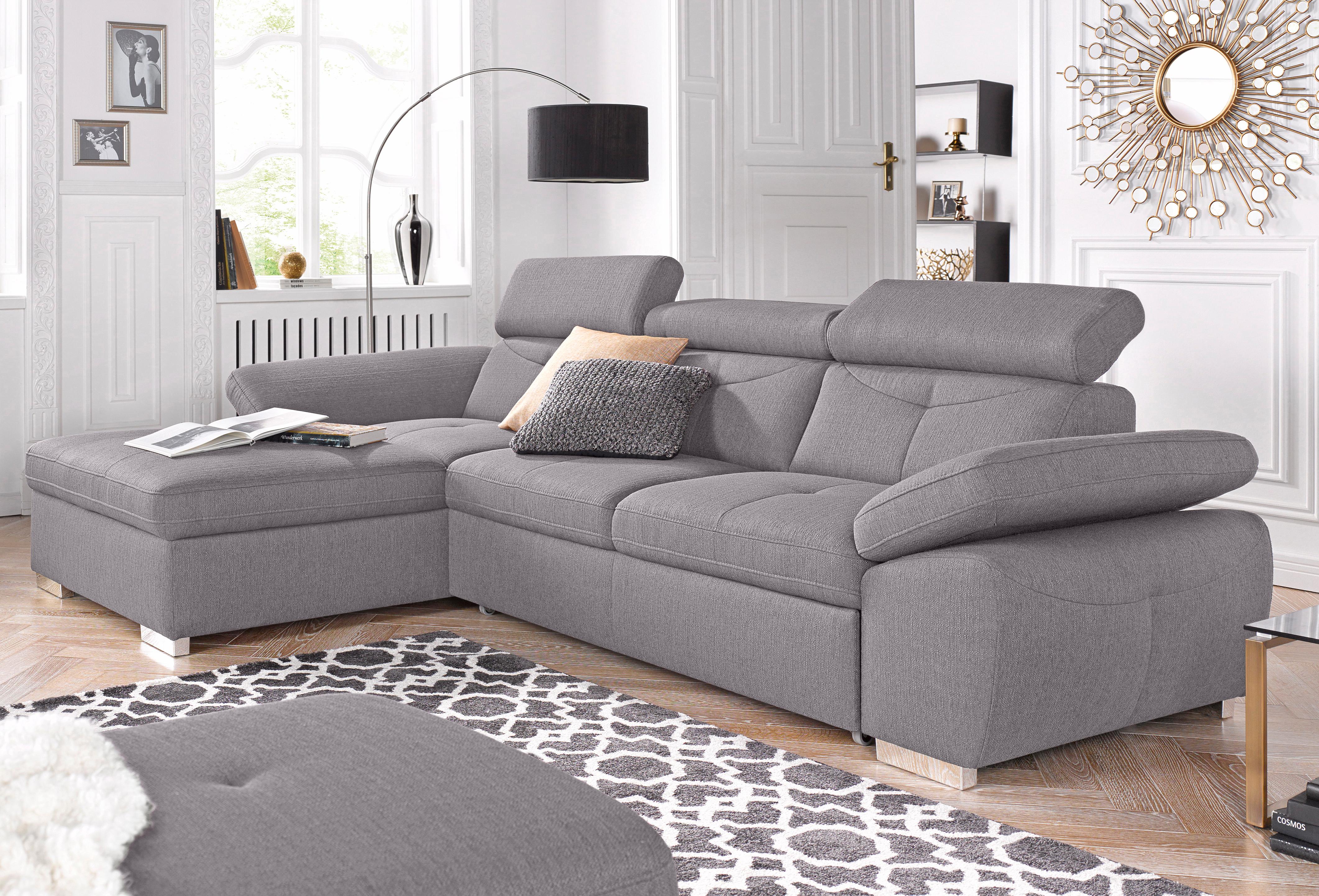 exxpo - sofa fashion Ecksofa "Spring, super bequem, mit Armteil- und Kopfteilfunktion" L-Form, wahlweise mit Bettfunktion und Bettkasten