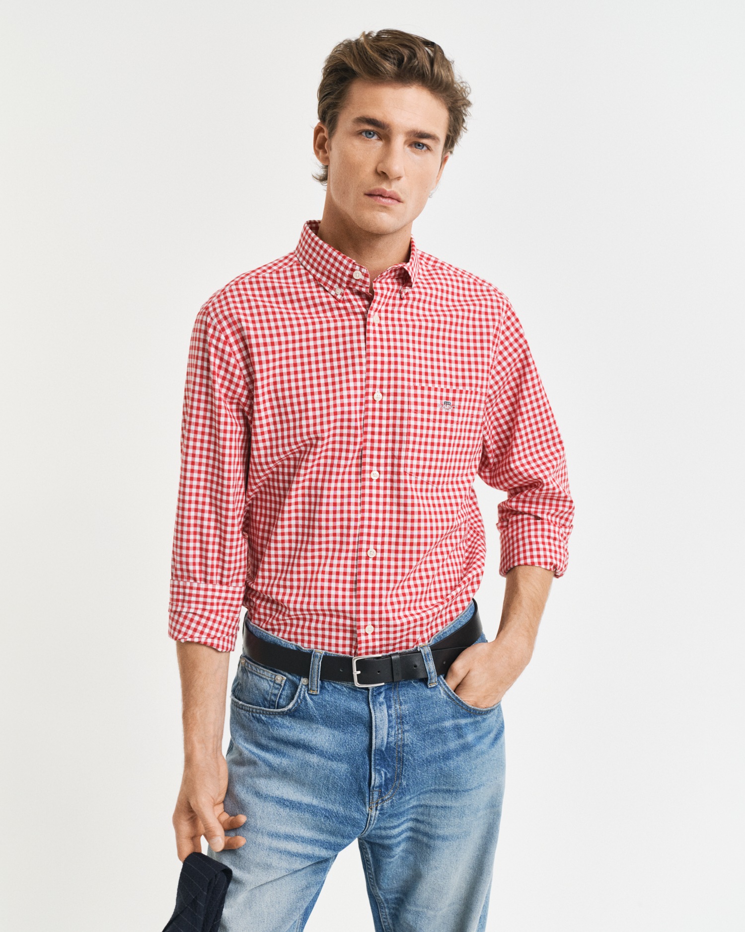 Gant Langarmhemd "REG POPLIN GINGHAM SHIRT", mit Logostickerei auf der Brus günstig online kaufen