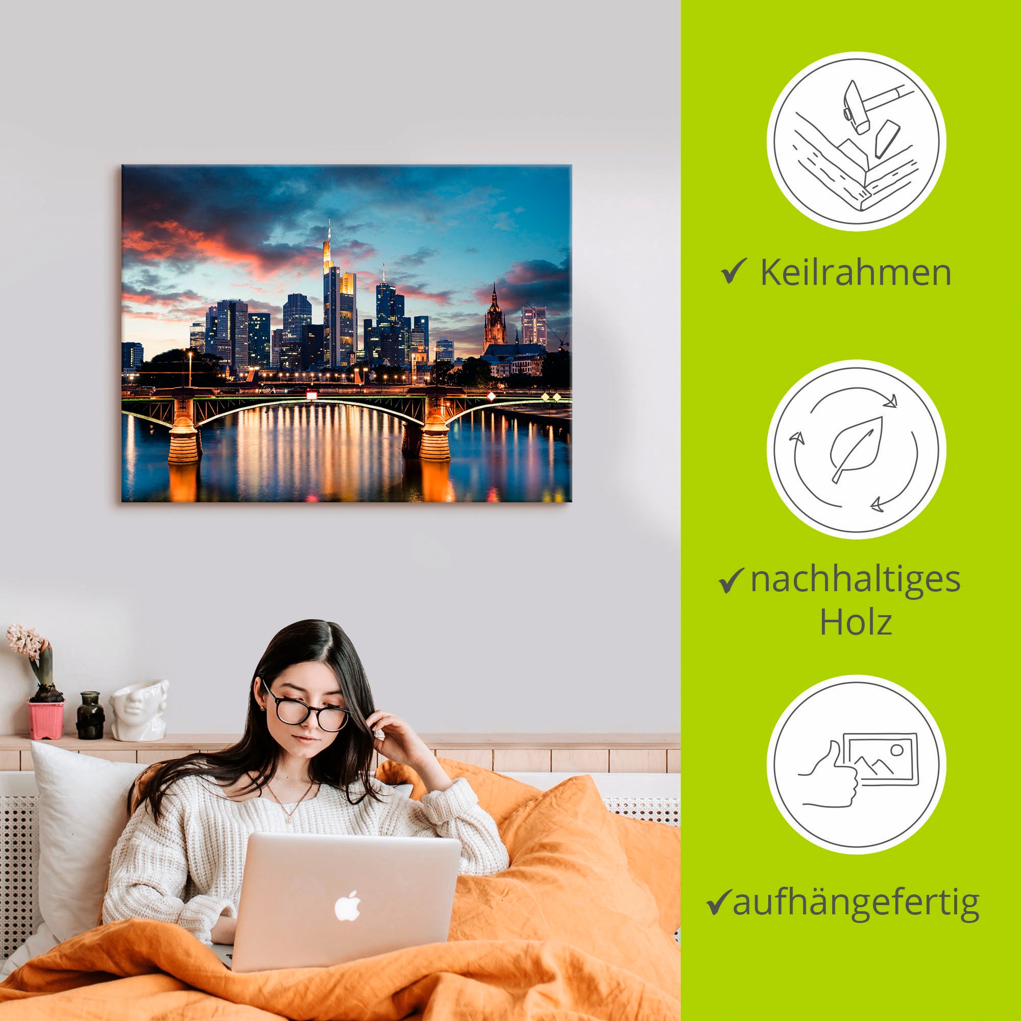 Artland Wandbild »Frankfurt am Main Skyline II«, Deutschland, (1 St.), als Alubild, Outdoorbild, Leinwandbild, Poster in verschied. Größen